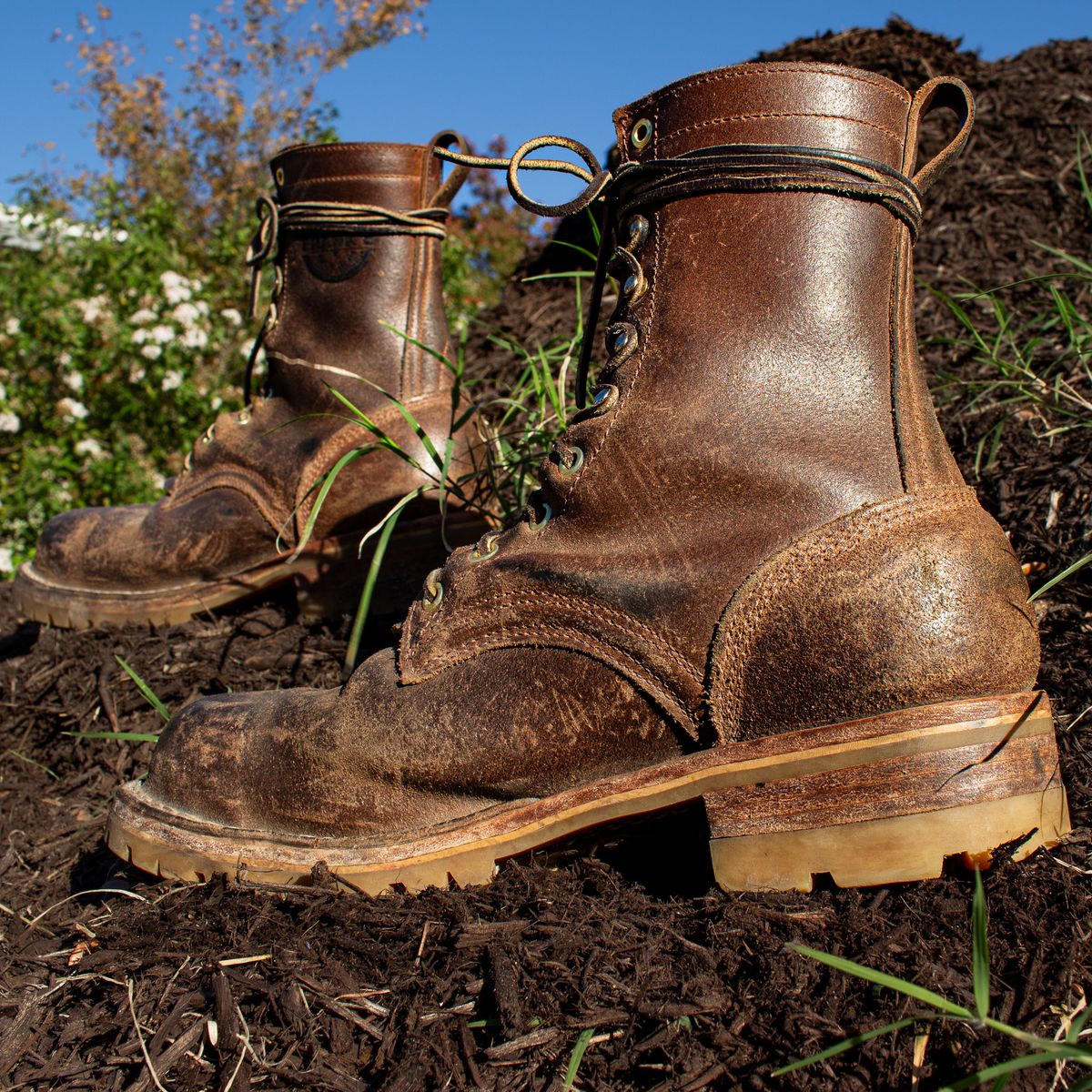 Photo by traceycortez on December 4, 2023 of the Frank's Boots Ground Pounder in Horween Natural Waxed Flesh.