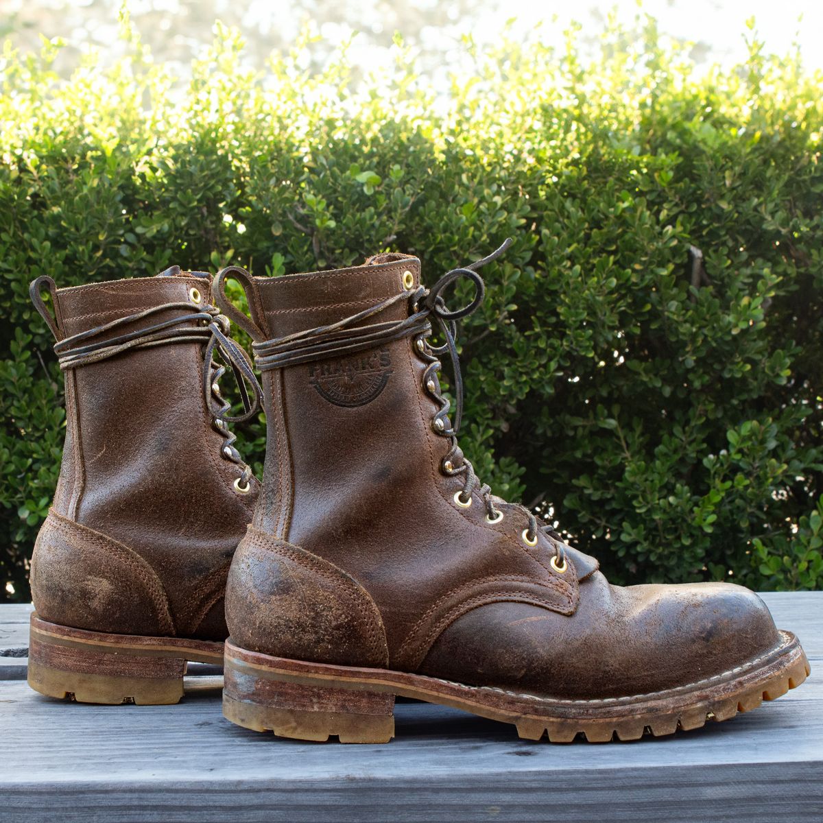 Photo by traceycortez on December 4, 2023 of the Frank's Boots Ground Pounder in Horween Natural Waxed Flesh.