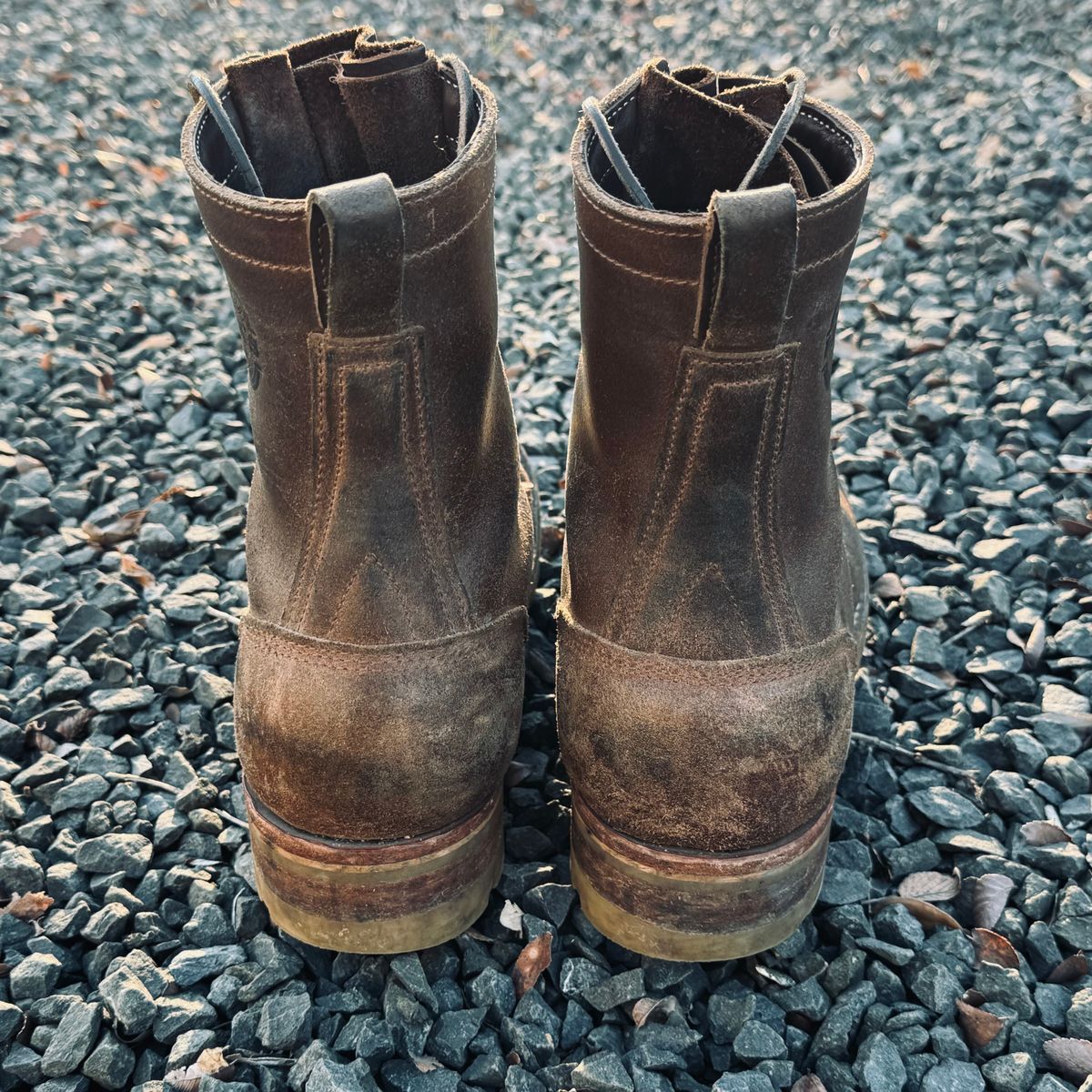 Photo by traceycortez on January 5, 2024 of the Frank's Boots Ground Pounder in Horween Natural Waxed Flesh.