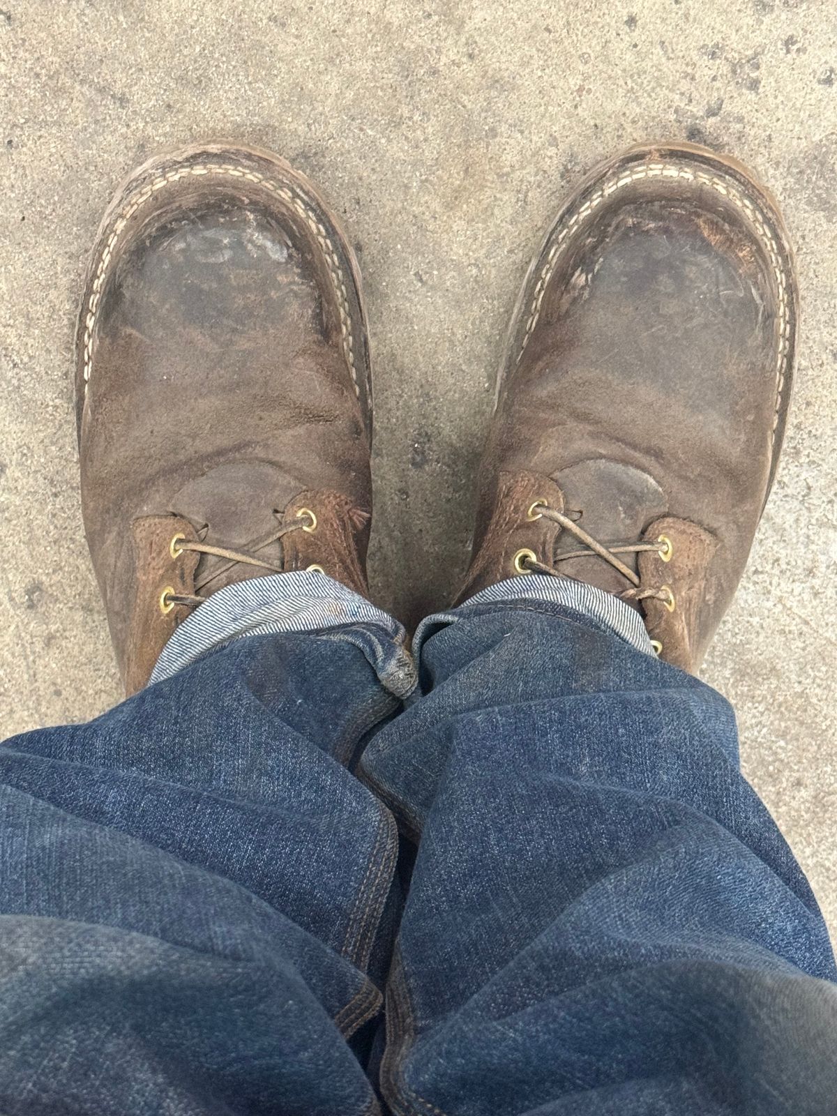 Photo by traceycortez on February 29, 2024 of the Frank's Boots Ground Pounder in Horween Natural Waxed Flesh.