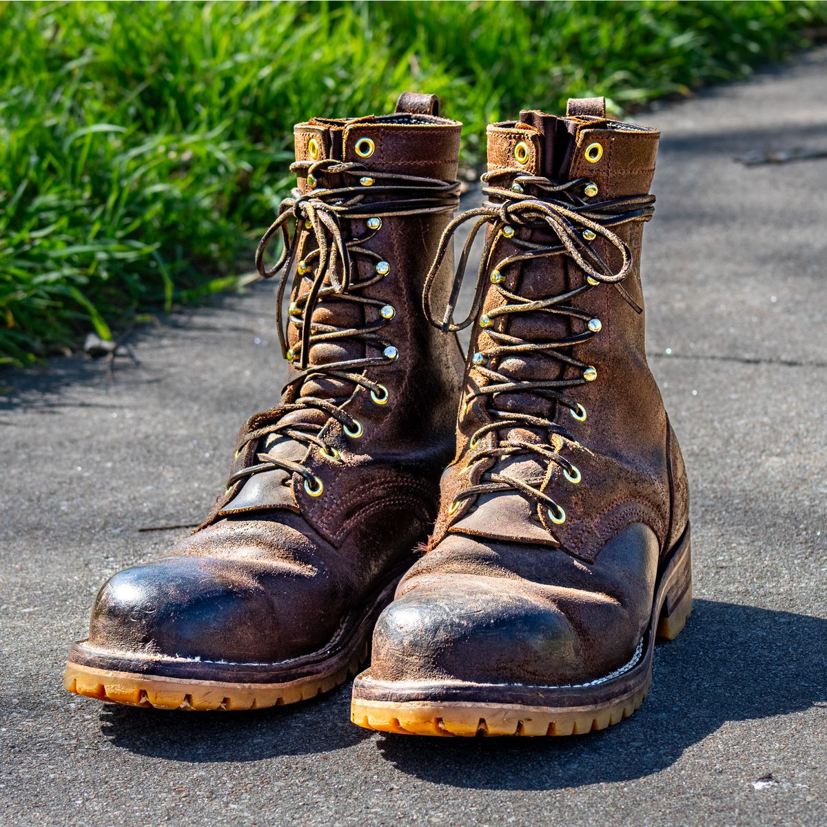 Photo by traceycortez on March 5, 2024 of the Frank's Boots Ground Pounder in Horween Natural Waxed Flesh.