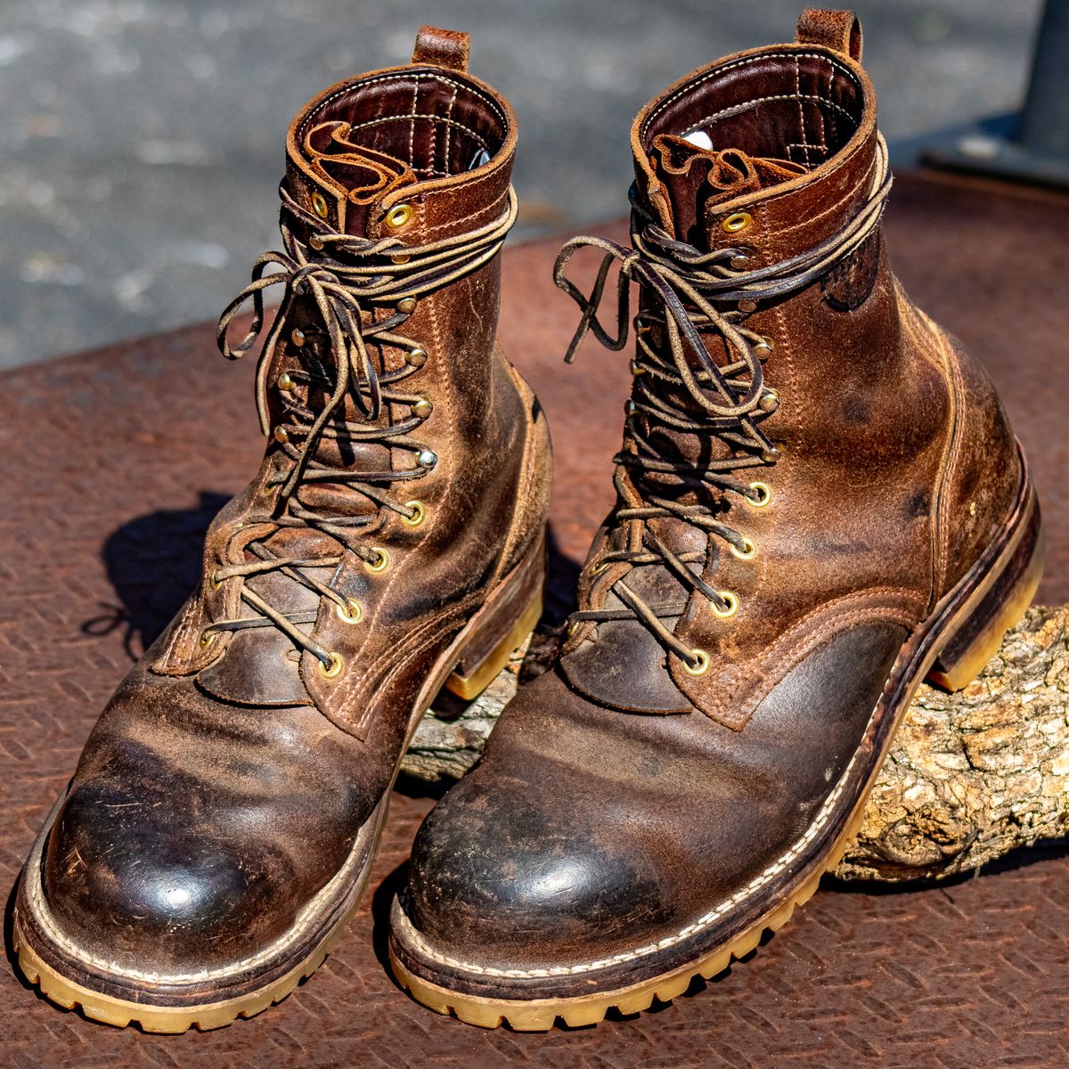 Photo by traceycortez on March 5, 2024 of the Frank's Boots Ground Pounder in Horween Natural Waxed Flesh.