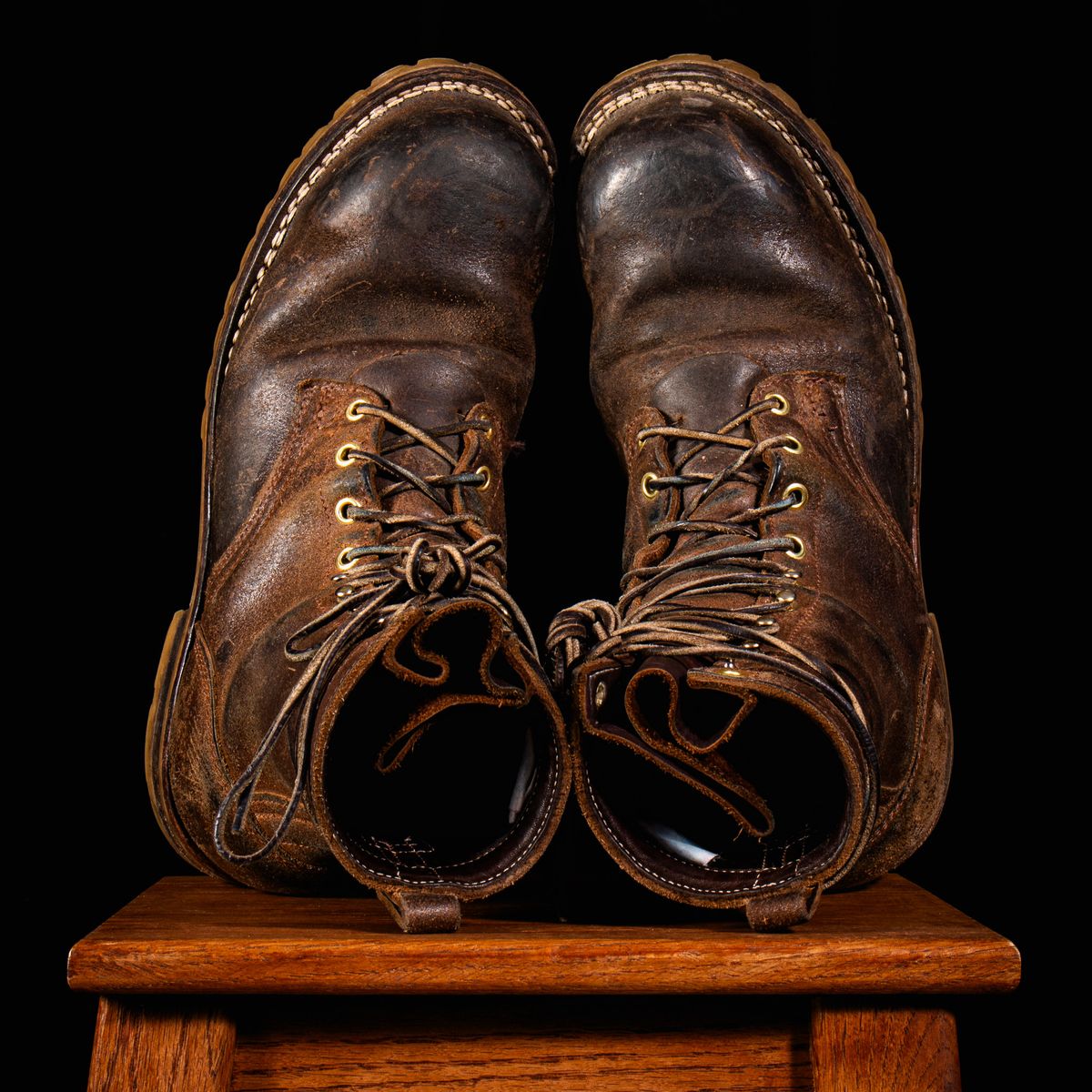 Photo by traceycortez on April 5, 2024 of the Frank's Boots Ground Pounder in Horween Natural Waxed Flesh.