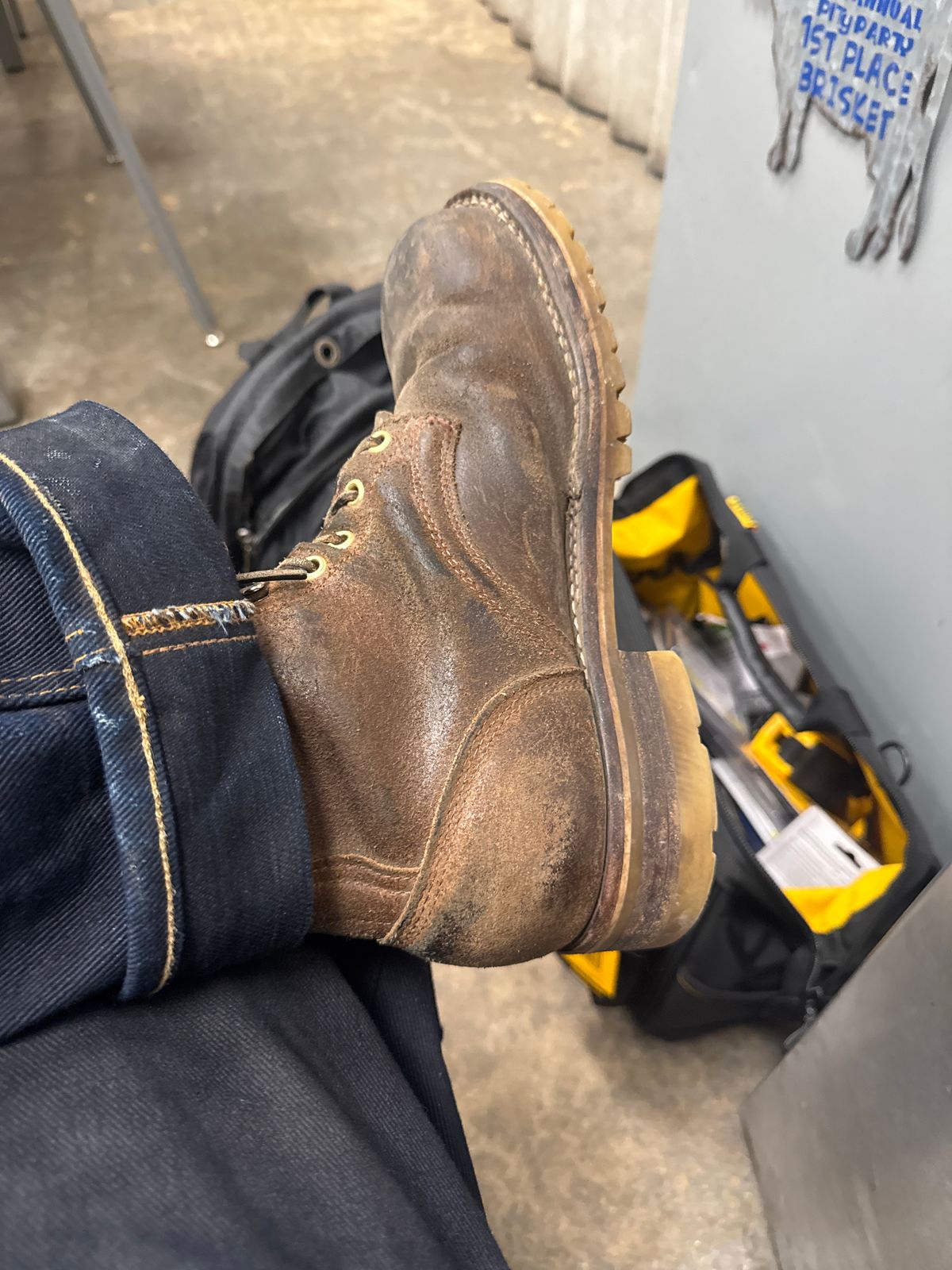 Photo by traceycortez on March 5, 2025 of the Frank's Boots Ground Pounder in Horween Natural Waxed Flesh.