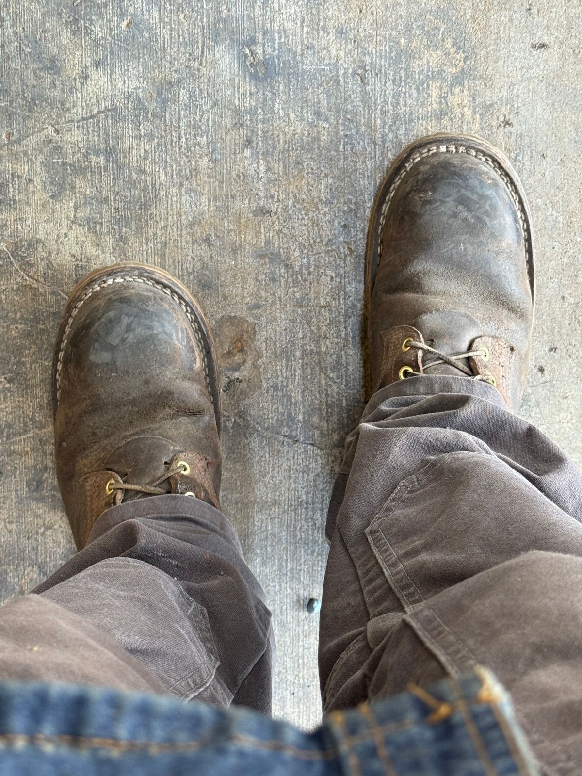 Photo by traceycortez on September 9, 2025 of the Frank's Boots Ground Pounder in Horween Natural Waxed Flesh.