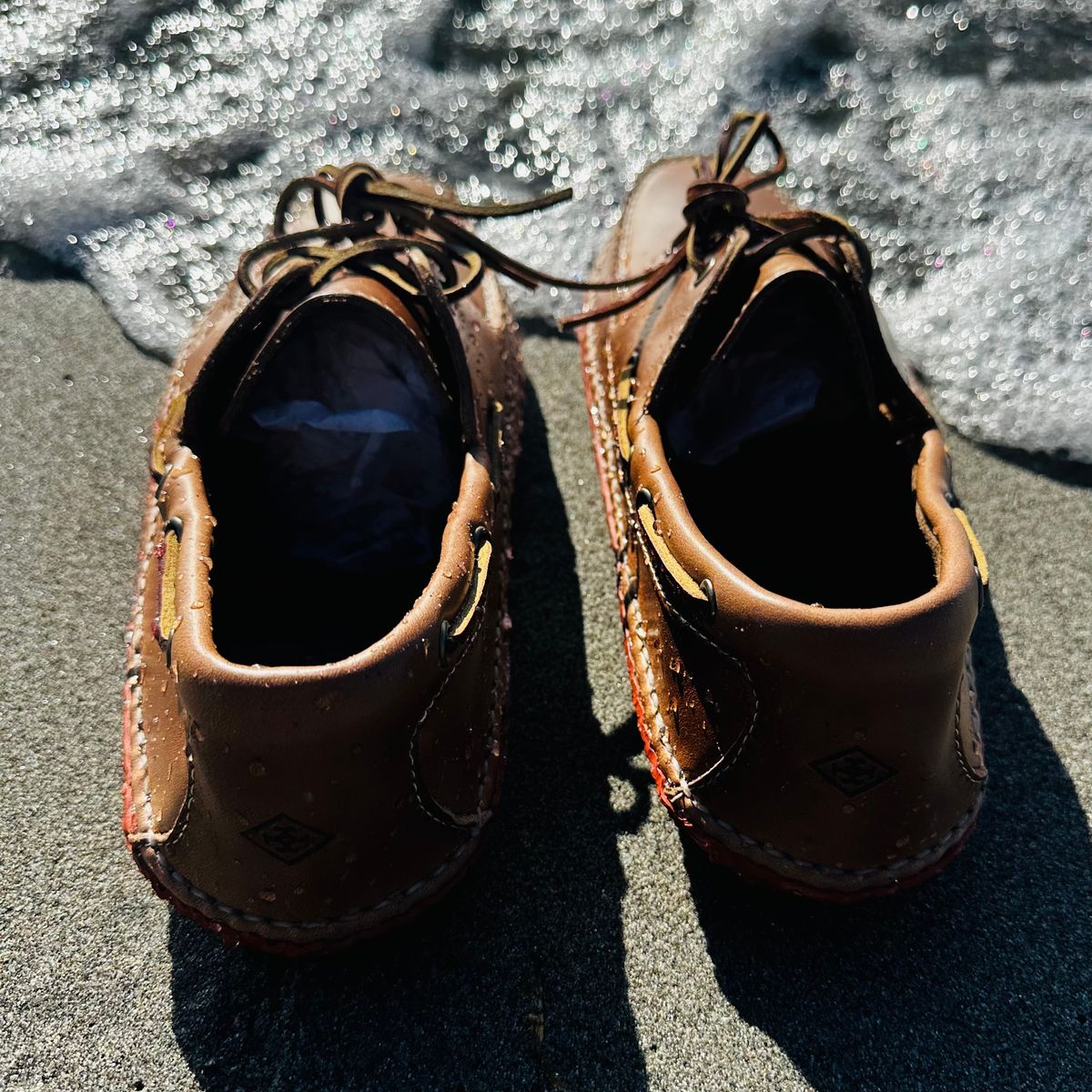 Photo by tippytoes on October 2, 2025 of the Quoddy Boat Moc II in Horween Natural Chromexcel.