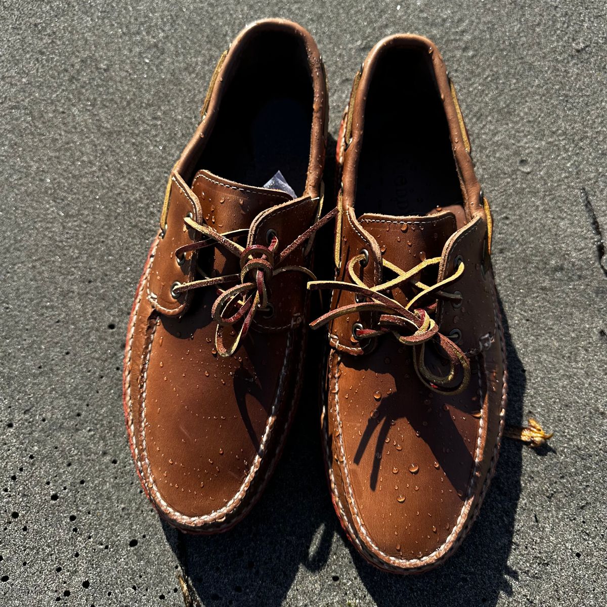 Photo by tippytoes on October 2, 2025 of the Quoddy Boat Moc II in Horween Natural Chromexcel.