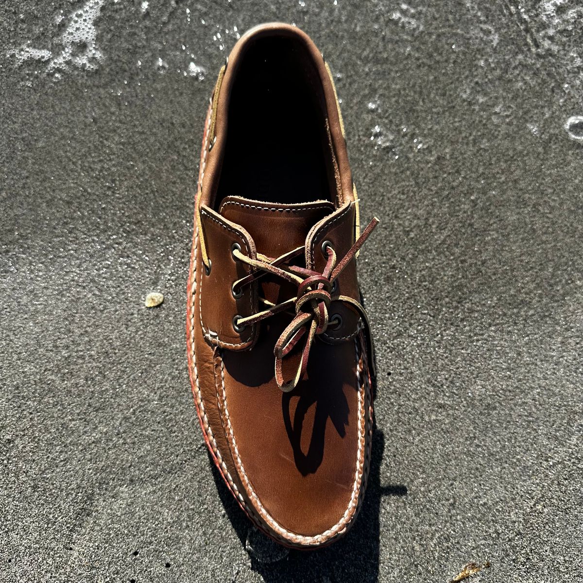 Photo by tippytoes on October 2, 2025 of the Quoddy Boat Moc II in Horween Natural Chromexcel.