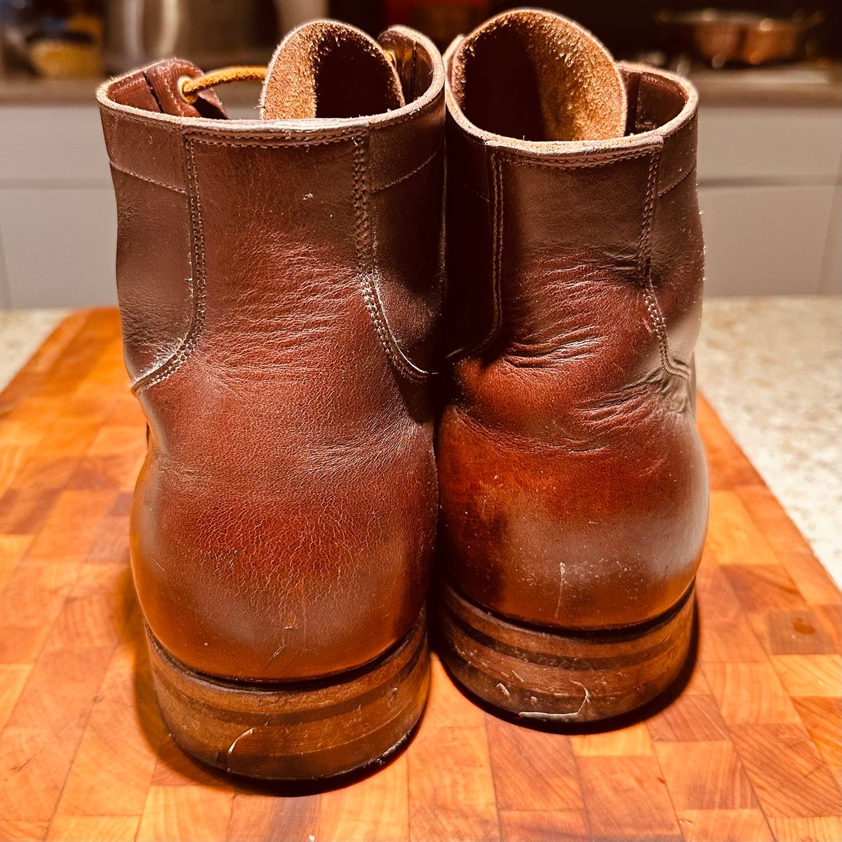 Photo by tippytoes on November 6, 2025 of the Viberg Service Boot in Horween Brown Chromexcel.