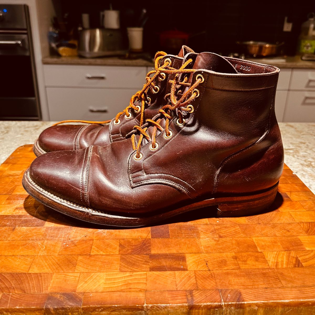 Photo by tippytoes on November 6, 2025 of the Viberg Service Boot in Horween Brown Chromexcel.