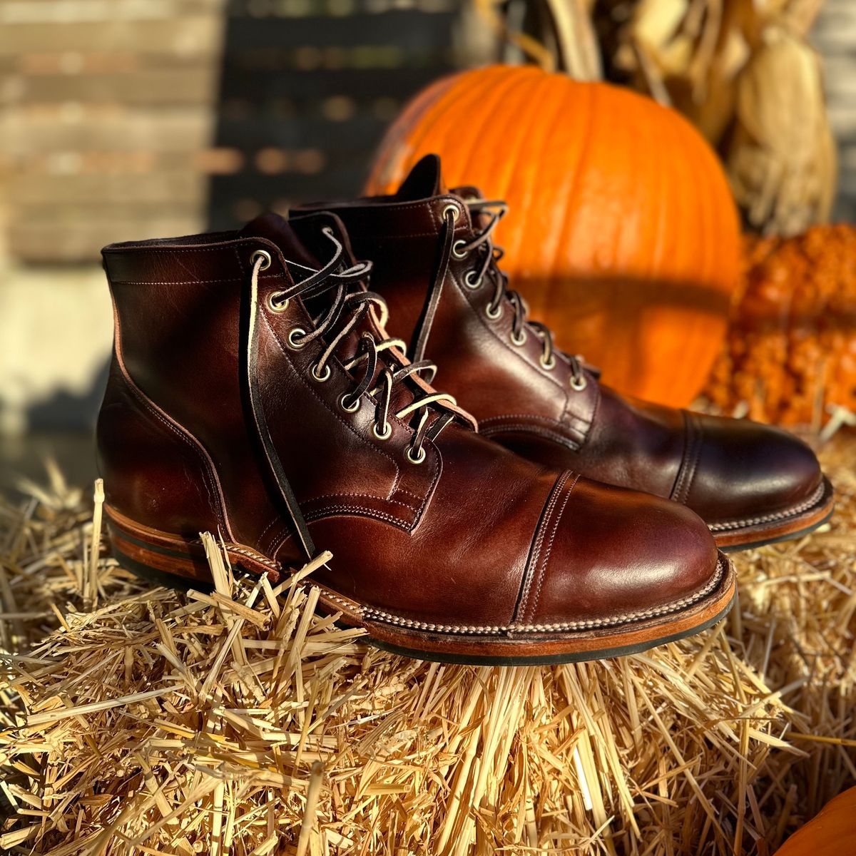 Photo by tippytoes on November 2, 2023 of the Viberg Service Boot in Horween Brown Chromexcel.