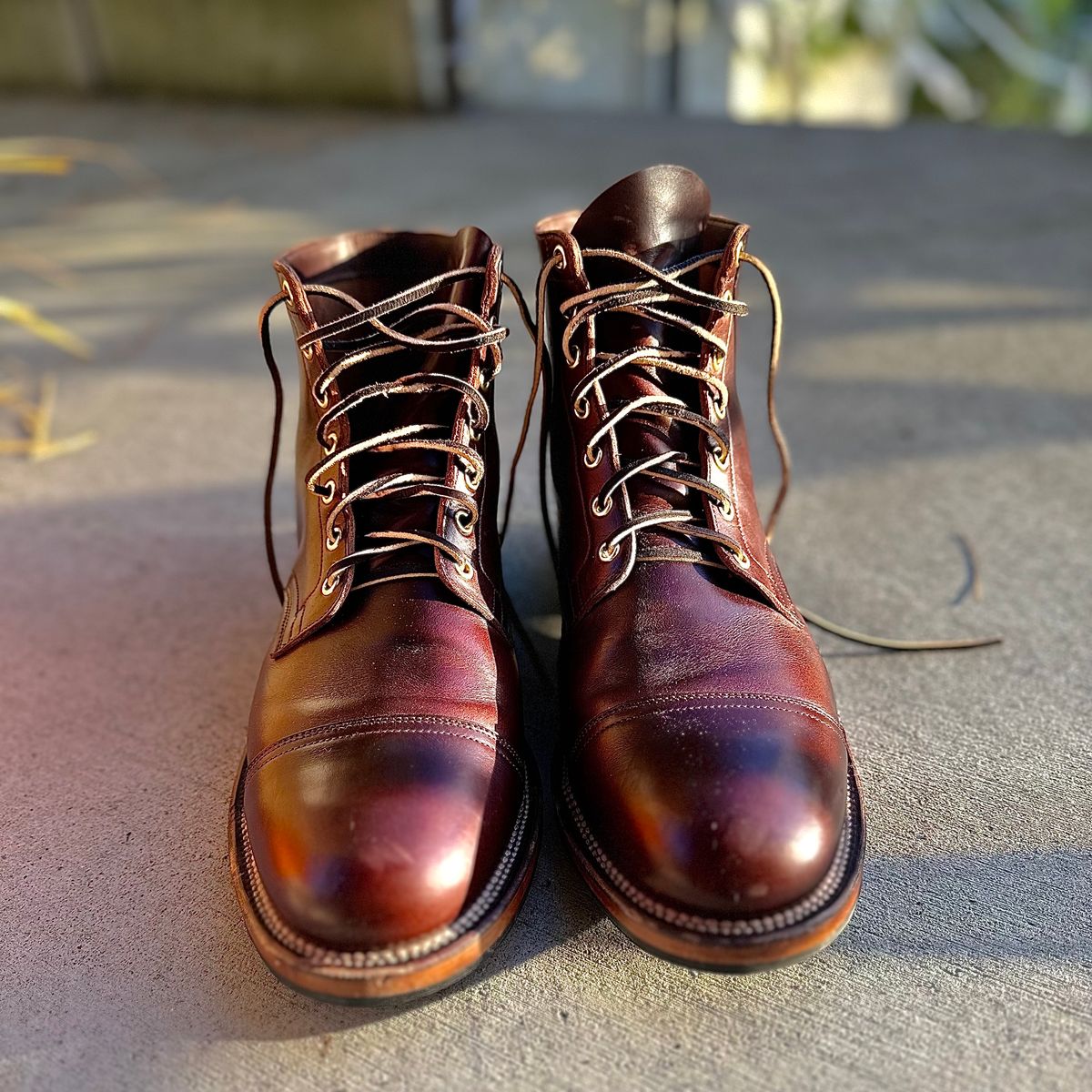 Photo by tippytoes on November 2, 2023 of the Viberg Service Boot in Horween Brown Chromexcel.