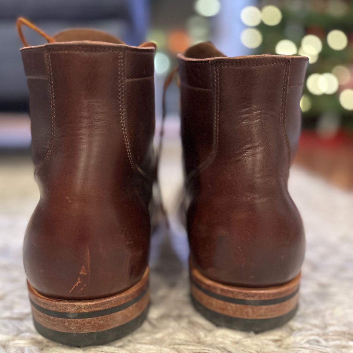 Photo by tippytoes on December 6, 2023 of the Viberg Service Boot in Horween Brown Chromexcel.