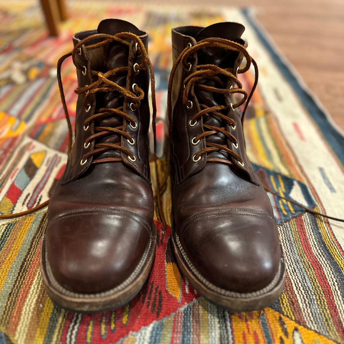 Photo by tippytoes on January 6, 2024 of the Viberg Service Boot in Horween Brown Chromexcel.