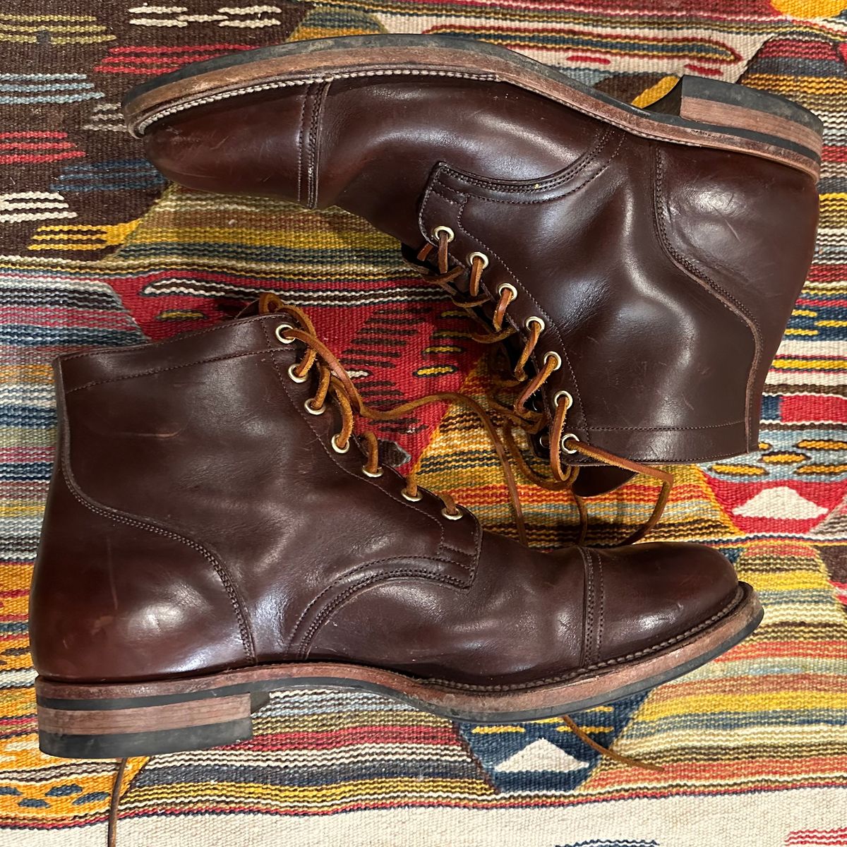 Photo by tippytoes on January 6, 2024 of the Viberg Service Boot in Horween Brown Chromexcel.