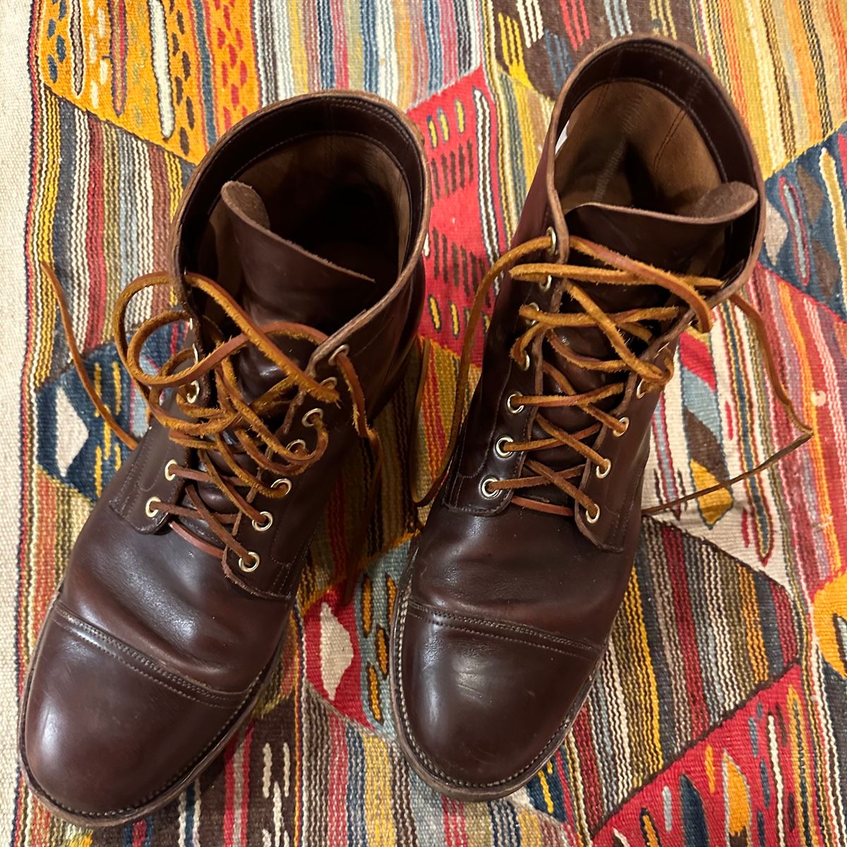 Photo by tippytoes on January 6, 2024 of the Viberg Service Boot in Horween Brown Chromexcel.