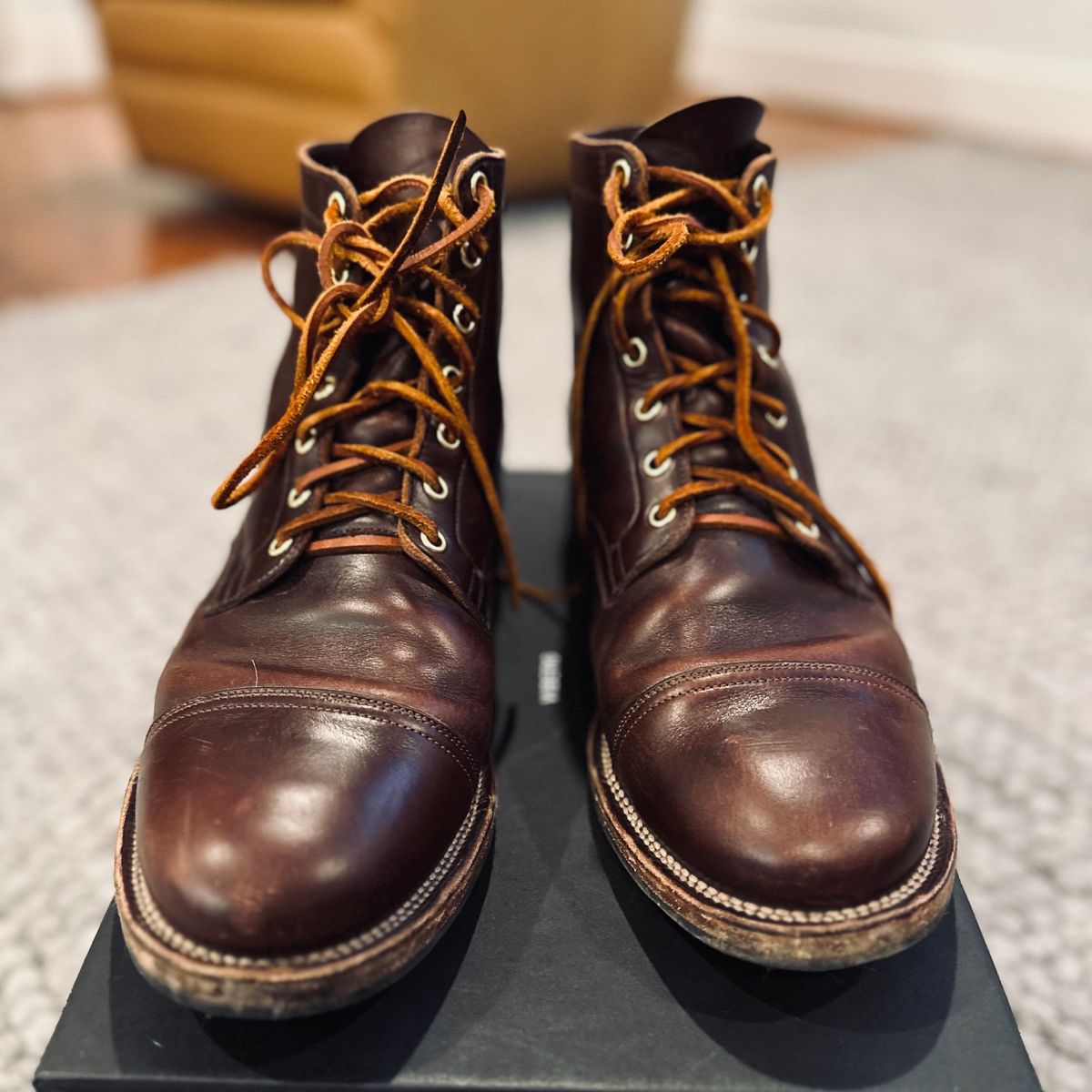 Photo by tippytoes on February 6, 2024 of the Viberg Service Boot in Horween Brown Chromexcel.