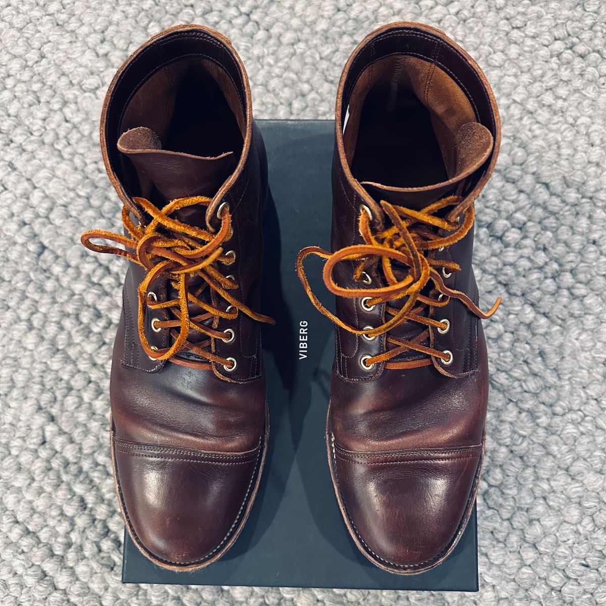 Photo by tippytoes on February 6, 2024 of the Viberg Service Boot in Horween Brown Chromexcel.