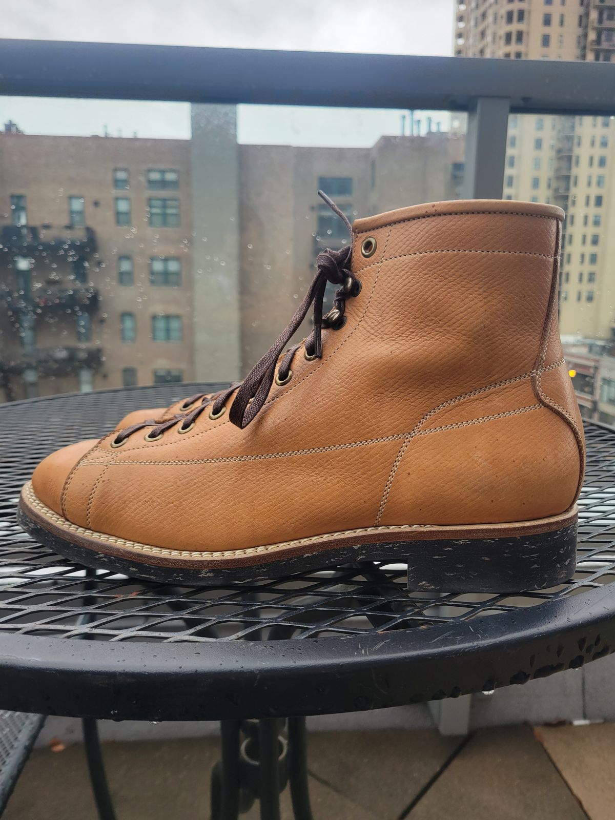 Photo by sacerdos9287 on December 6, 2023 of the Onderhoud LCV02 Monkey Boot in Horween Natural Pioneer Reindeer.