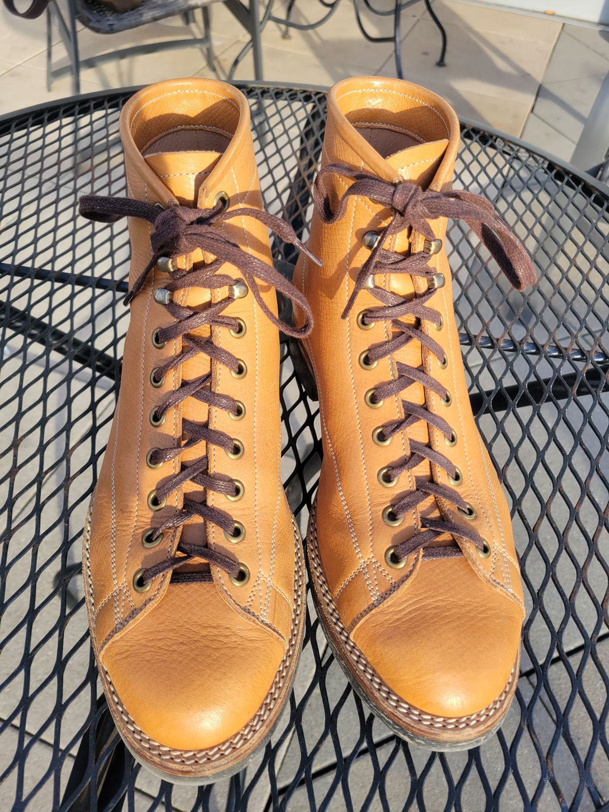 Photo by sacerdos9287 on January 6, 2024 of the Onderhoud LCV02 Monkey Boot in Horween Natural Pioneer Reindeer.