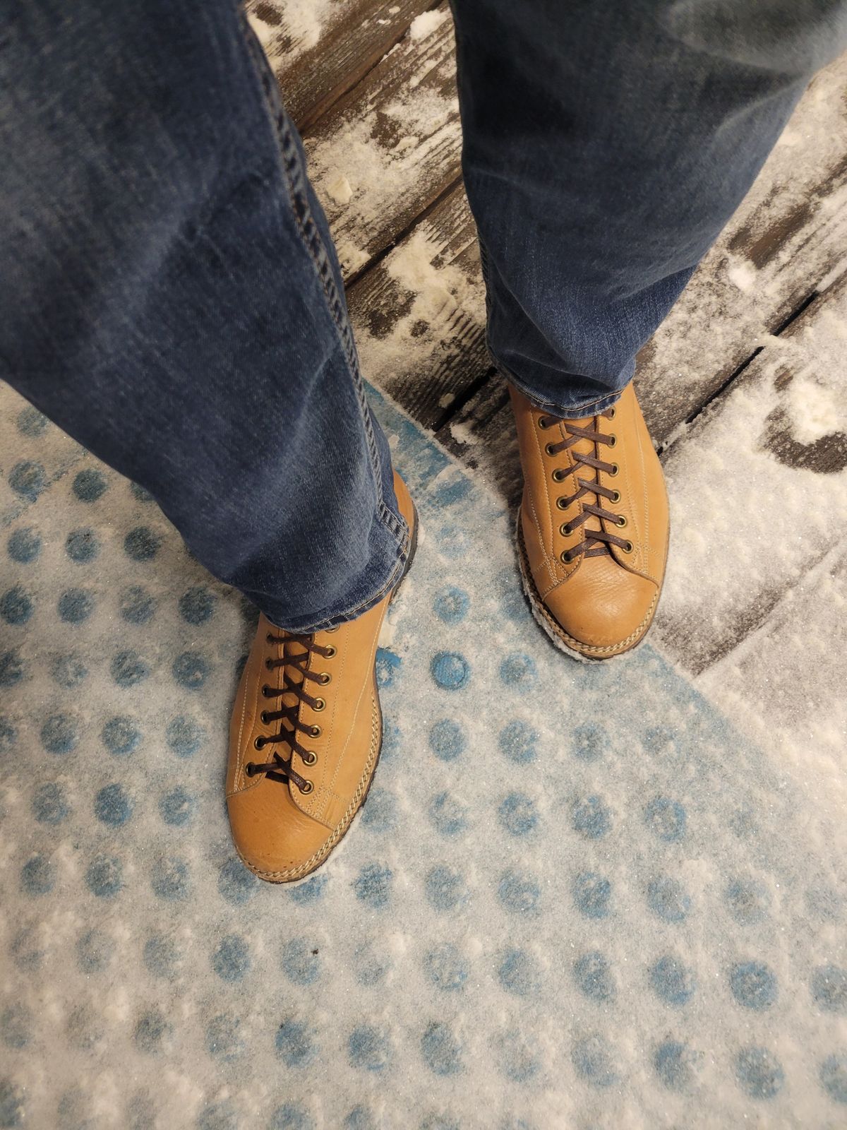 Photo by sacerdos9287 on March 6, 2024 of the Onderhoud LCV02 Monkey Boot in Horween Natural Pioneer Reindeer.