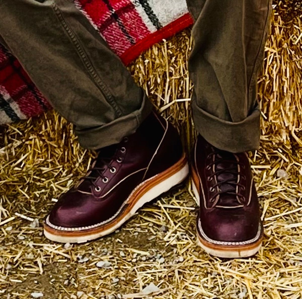 Photo by VanTrees on October 11, 2023 of the Frank's Boots Lace-To-Toe in Horween Burgundy Chromexcel.