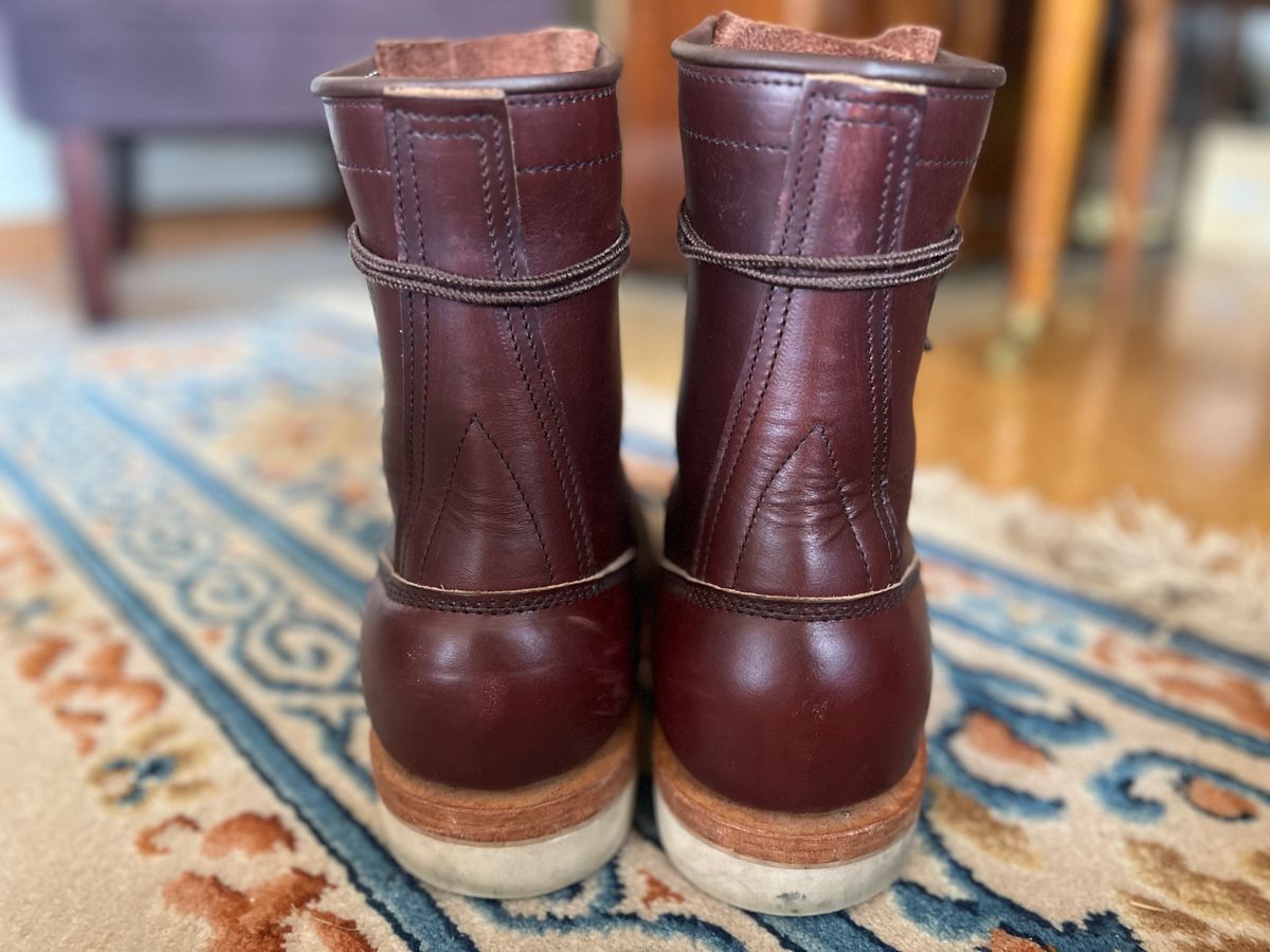 Photo by VanTrees on November 5, 2023 of the Frank's Boots Lace-To-Toe in Horween Burgundy Chromexcel.