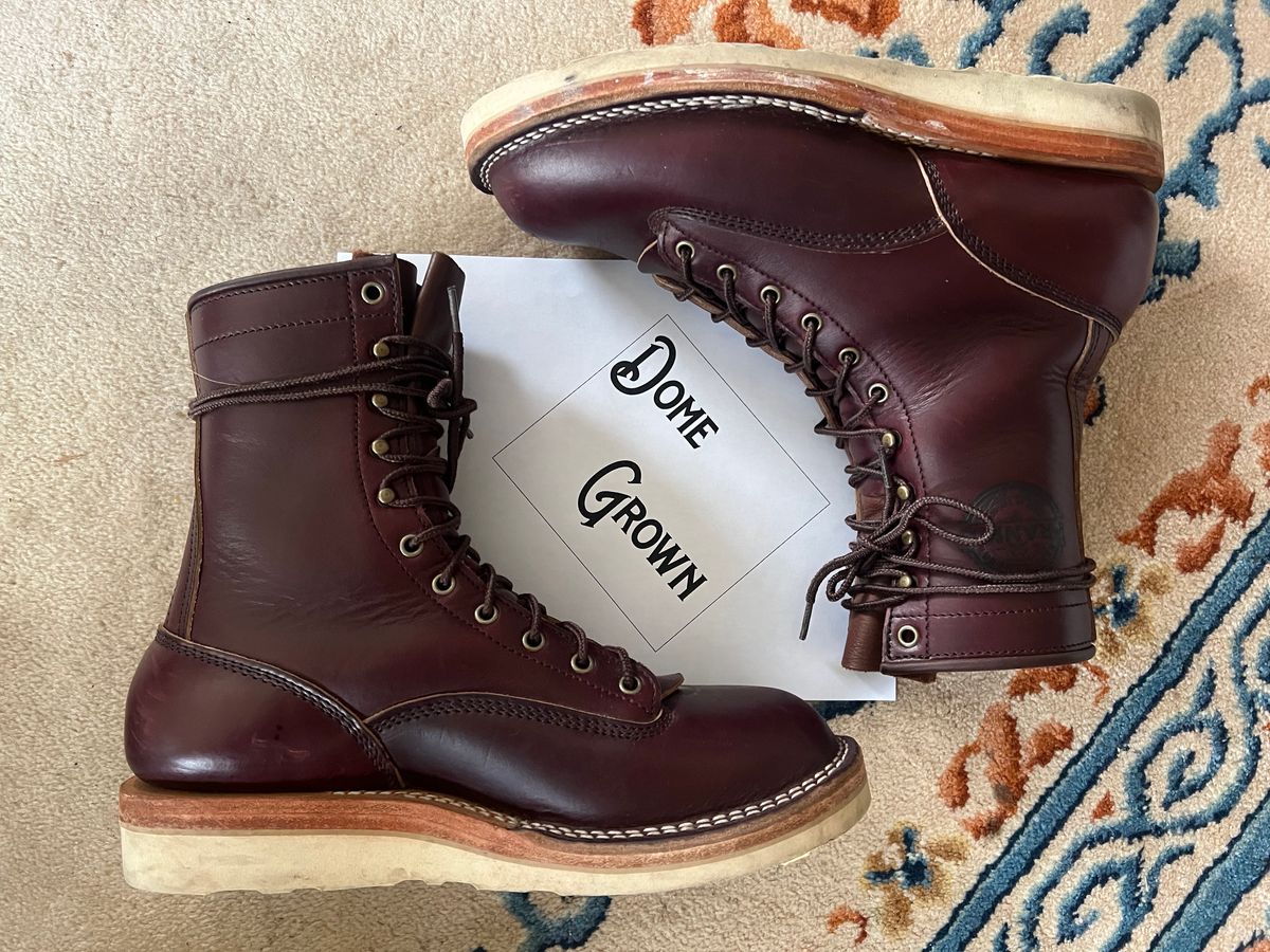 Photo by VanTrees on November 5, 2023 of the Frank's Boots Lace-To-Toe in Horween Burgundy Chromexcel.