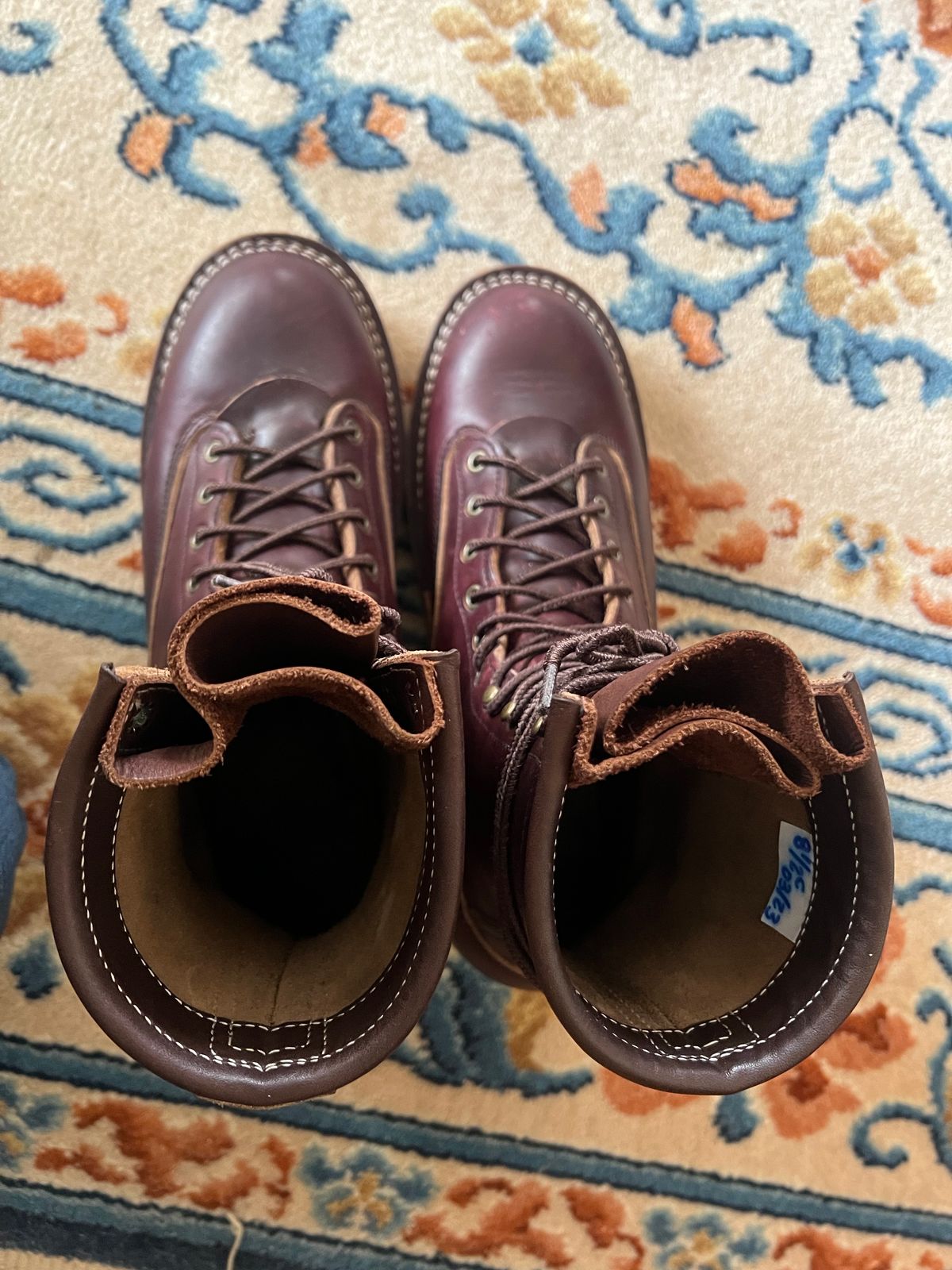 Photo by VanTrees on November 5, 2023 of the Frank's Boots Lace-To-Toe in Horween Burgundy Chromexcel.