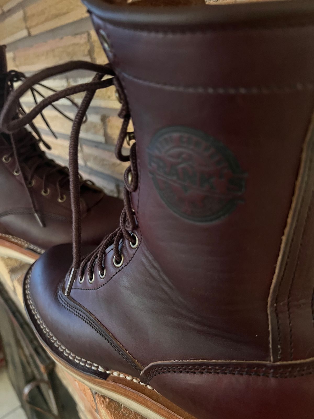 Photo by VanTrees on January 6, 2024 of the Frank's Boots Lace-To-Toe in Horween Burgundy Chromexcel.