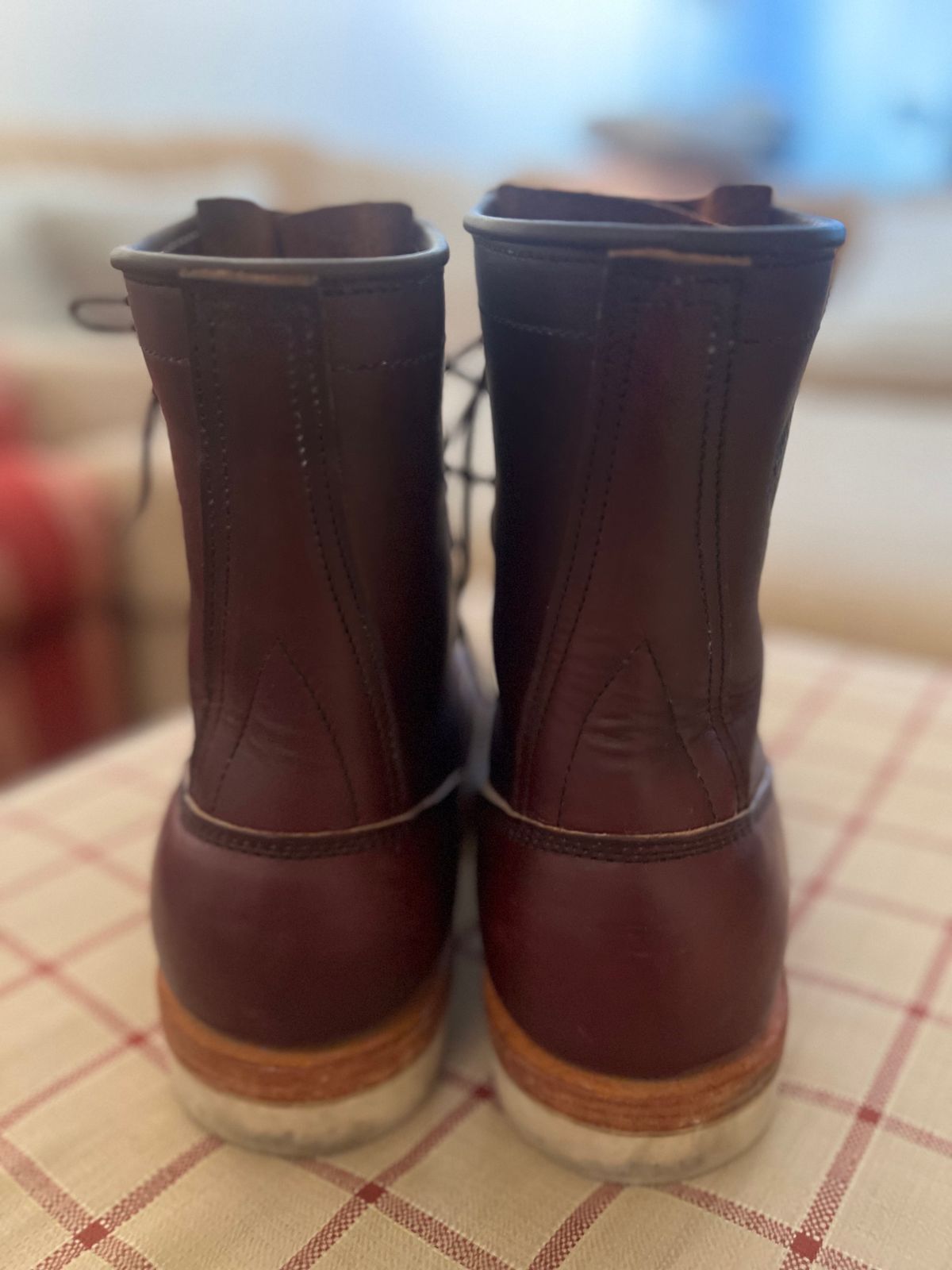 Photo by VanTrees on January 6, 2024 of the Frank's Boots Lace-To-Toe in Horween Burgundy Chromexcel.
