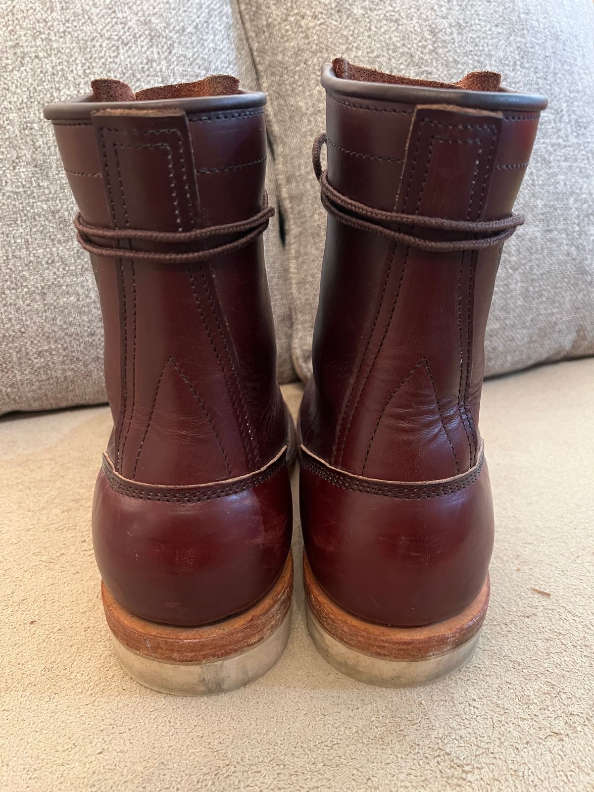 Photo by VanTrees on February 5, 2024 of the Frank's Boots Lace-To-Toe in Horween Burgundy Chromexcel.