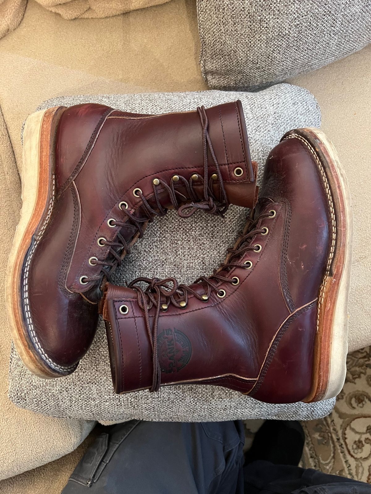 Photo by VanTrees on February 5, 2024 of the Frank's Boots Lace-To-Toe in Horween Burgundy Chromexcel.