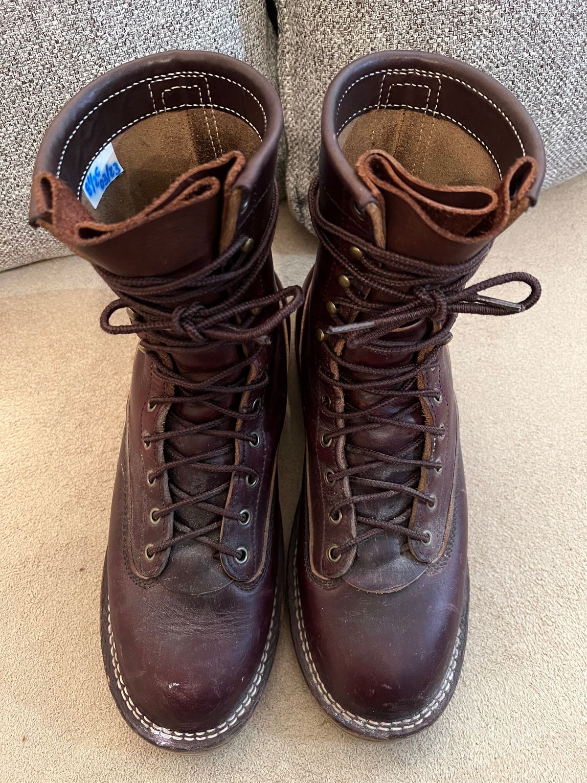 Photo by VanTrees on February 5, 2024 of the Frank's Boots Lace-To-Toe in Horween Burgundy Chromexcel.