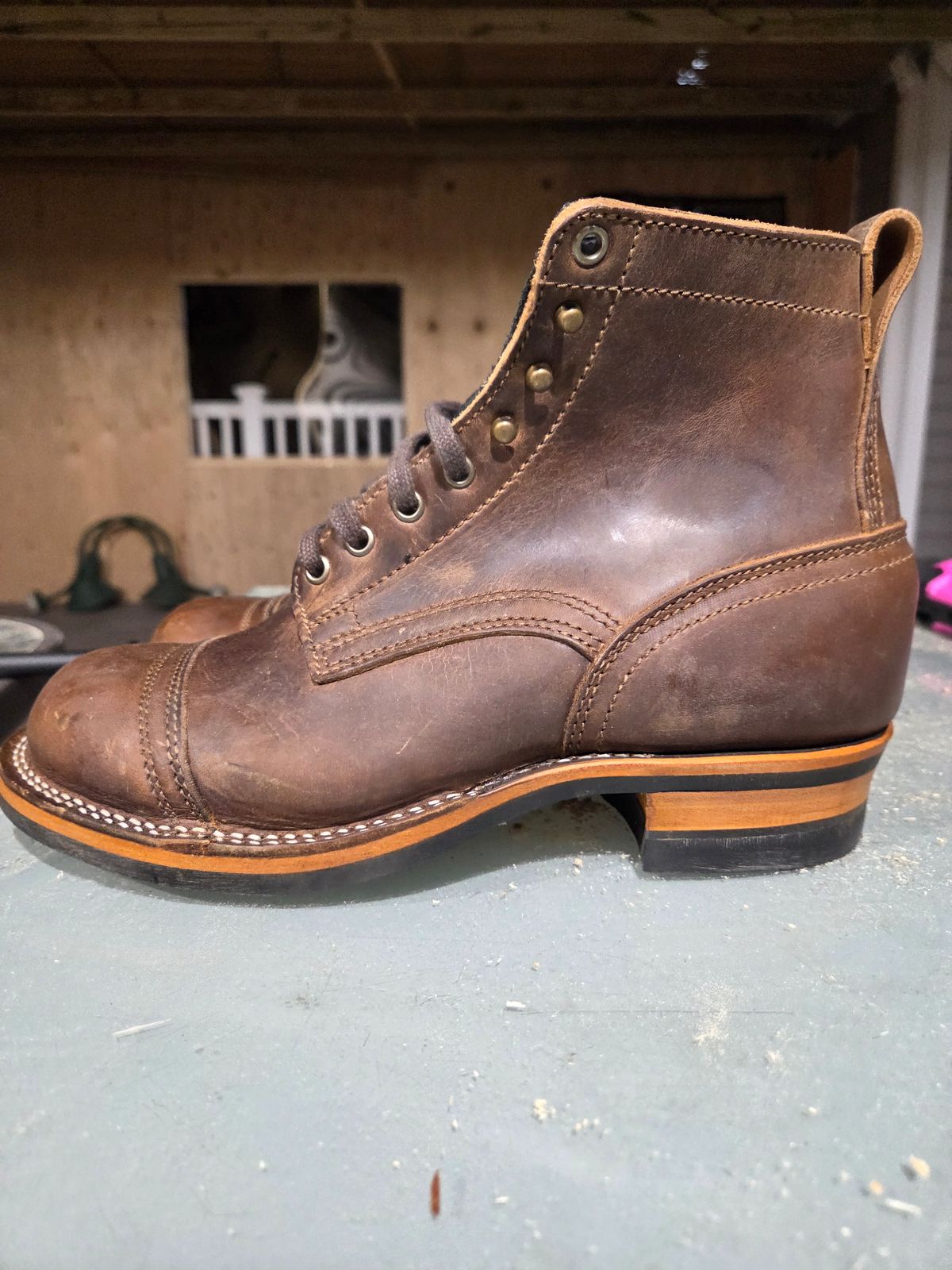 Photo by cherninhvac7997 on October 6, 2025 of the Drew's Boots 6-Inch Contractor in Rowdy Smooth.