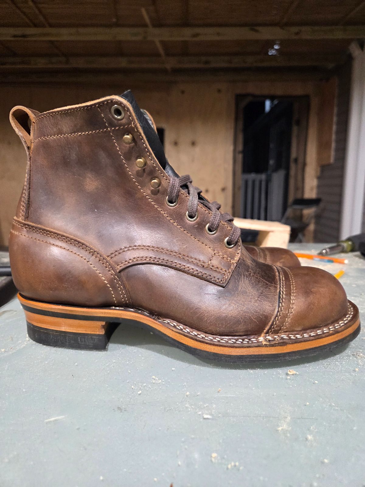 Photo by cherninhvac7997 on October 6, 2025 of the Drew's Boots 6-Inch Contractor in Rowdy Smooth.