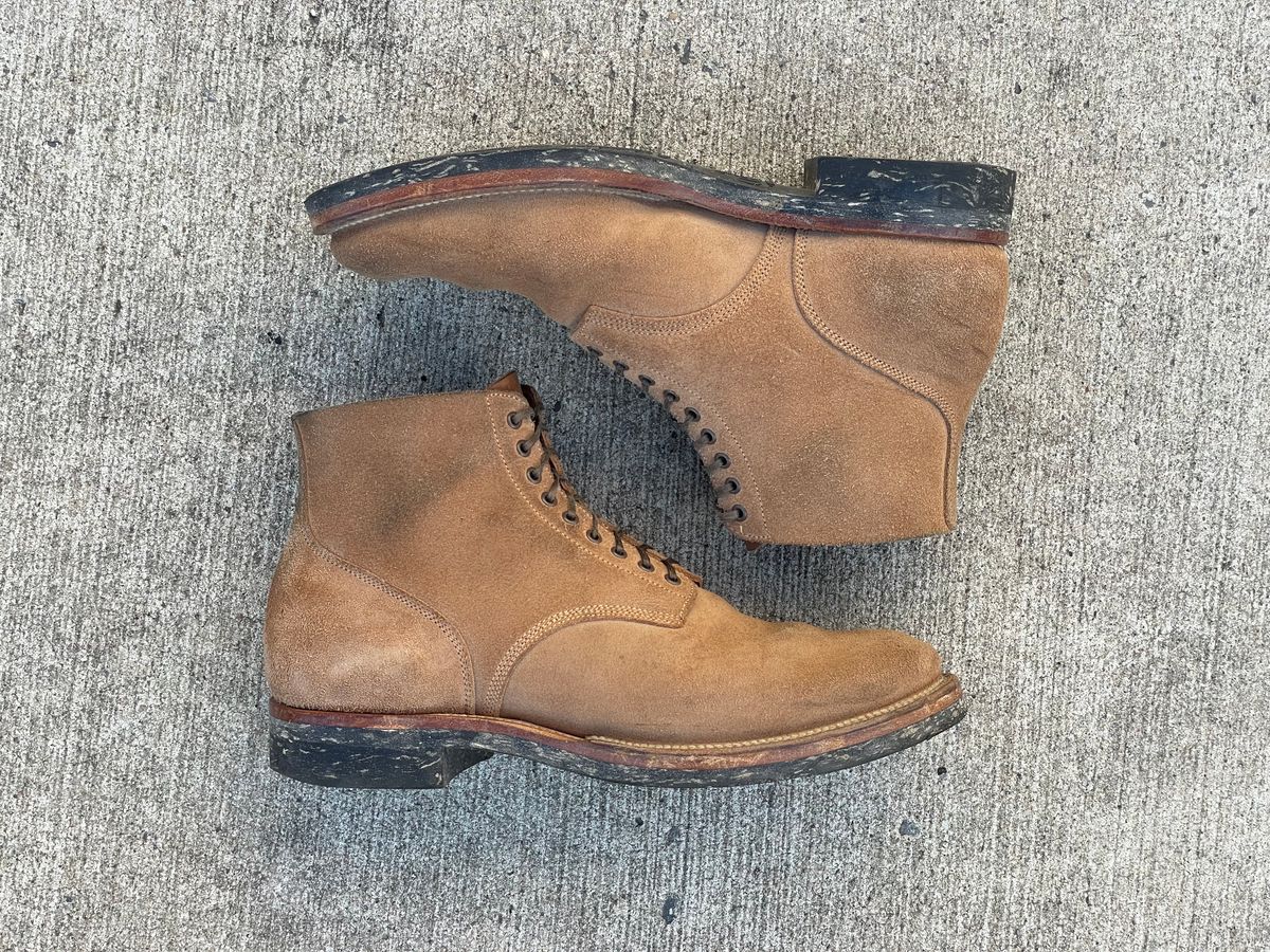 Photo by RemyTwotimes on December 5, 2024 of the Viberg N1 Boot in Horween Marine Field Roughout.