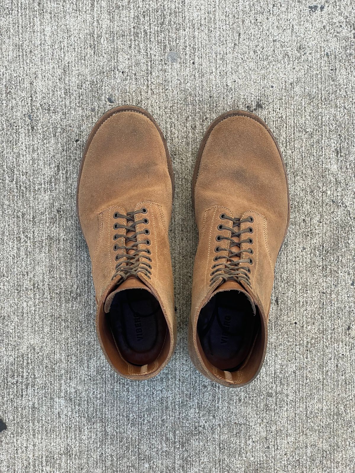 Photo by RemyTwotimes on December 5, 2024 of the Viberg N1 Boot in Horween Marine Field Roughout.