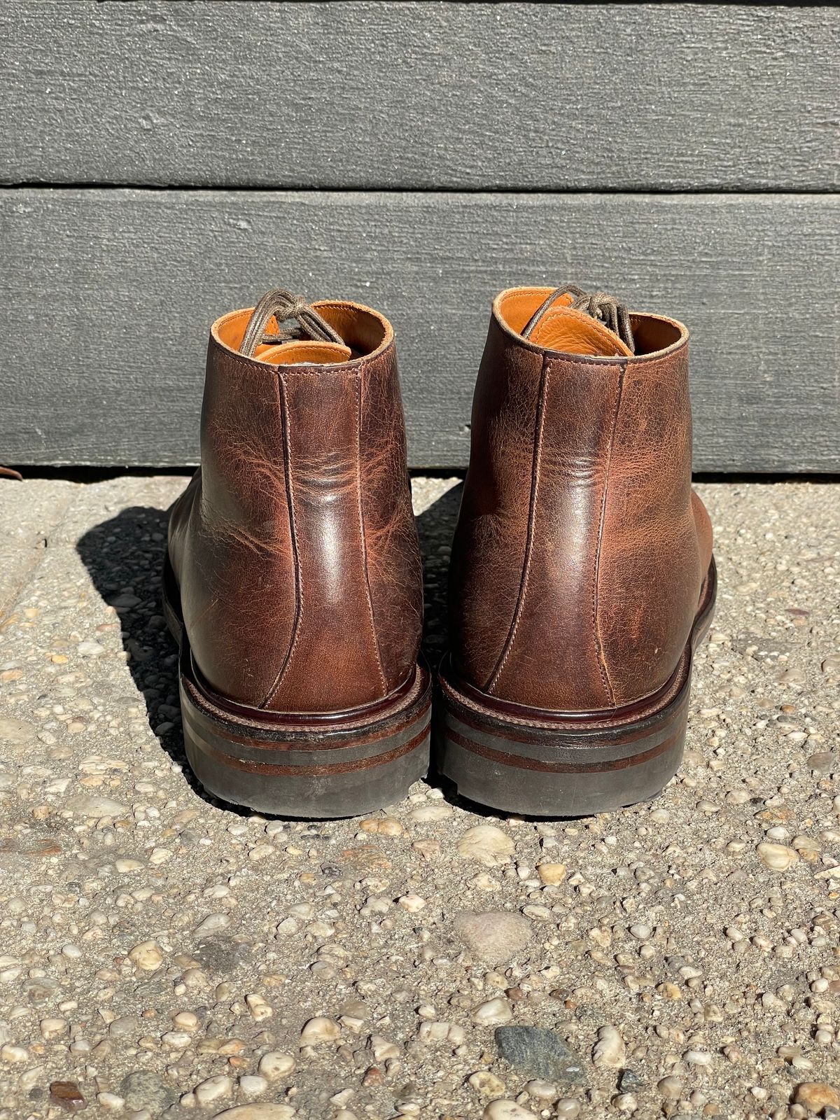 Photo by RemyTwotimes on November 3, 2023 of the Viberg Wholecut Derby Boot in Horween Rowdy Dachshund.