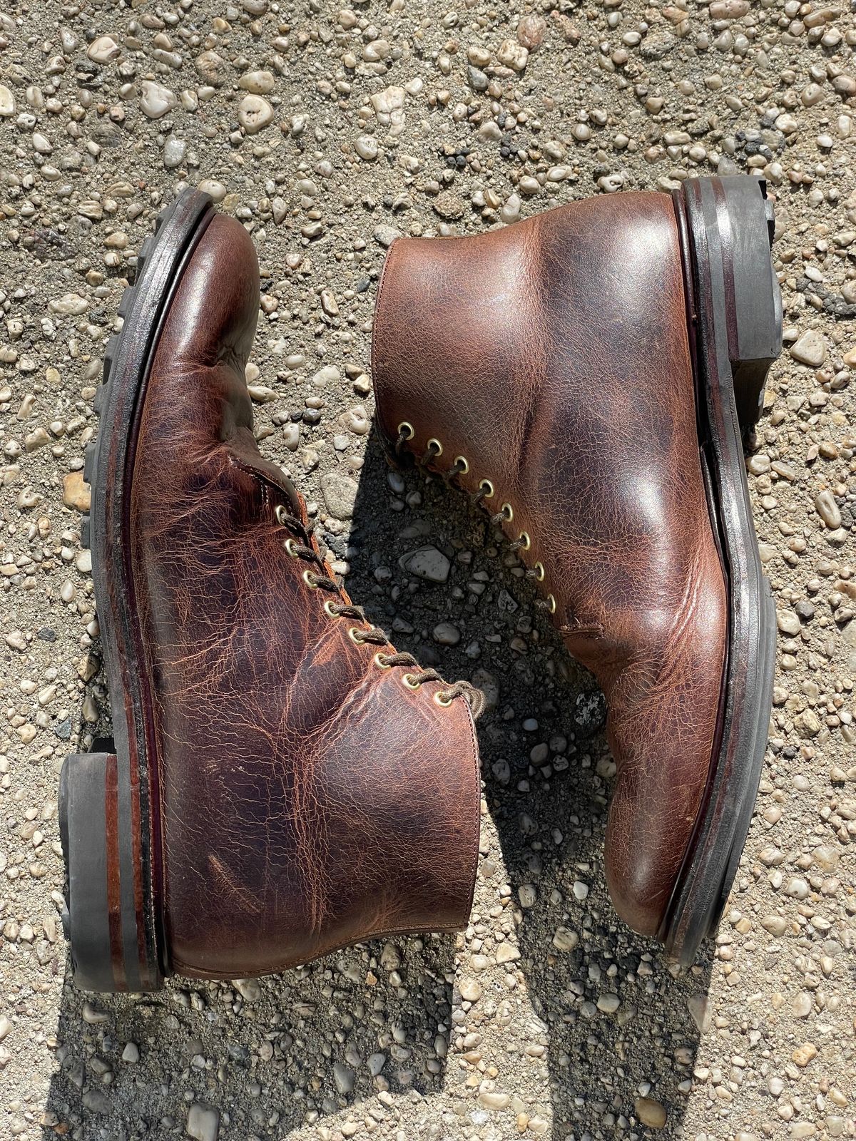 Photo by RemyTwotimes on November 3, 2023 of the Viberg Wholecut Derby Boot in Horween Rowdy Dachshund.