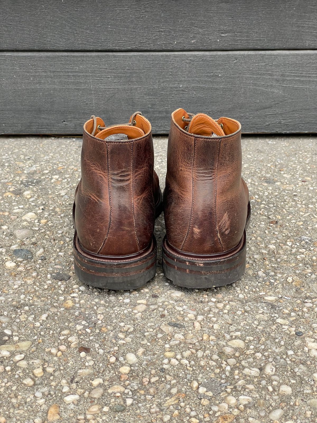 Photo by RemyTwotimes on December 4, 2023 of the Viberg Wholecut Derby Boot in Horween Rowdy Dachshund.