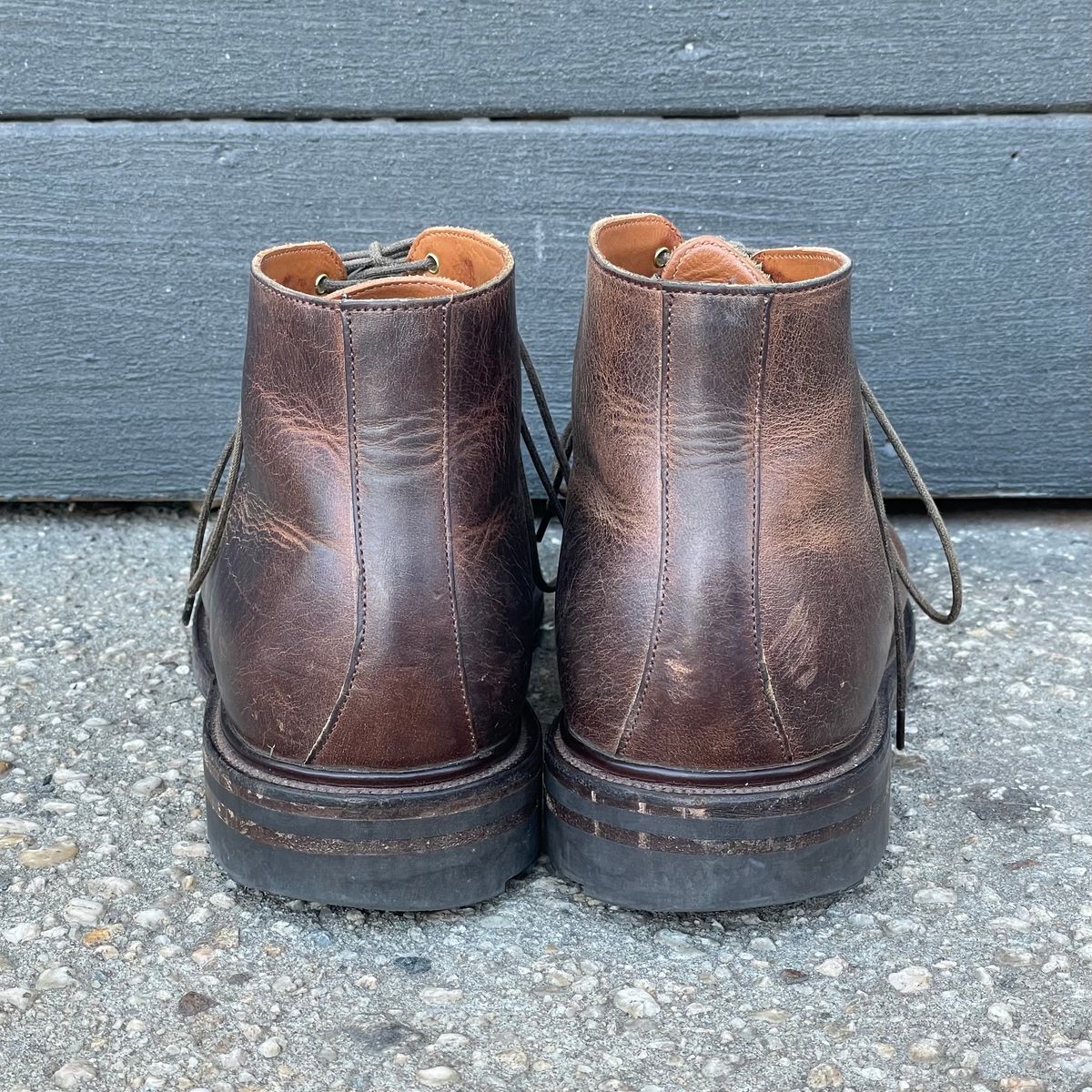 Photo by RemyTwotimes on February 5, 2024 of the Viberg Wholecut Derby Boot in Horween Rowdy Dachshund.