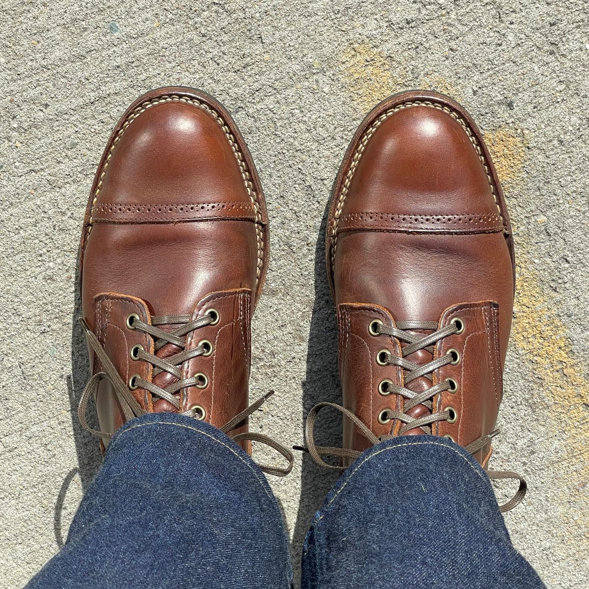 Photo by RemyTwotimes on February 12, 2024 of the Viberg Service Boot BCT in Horween Brown Chromexcel.