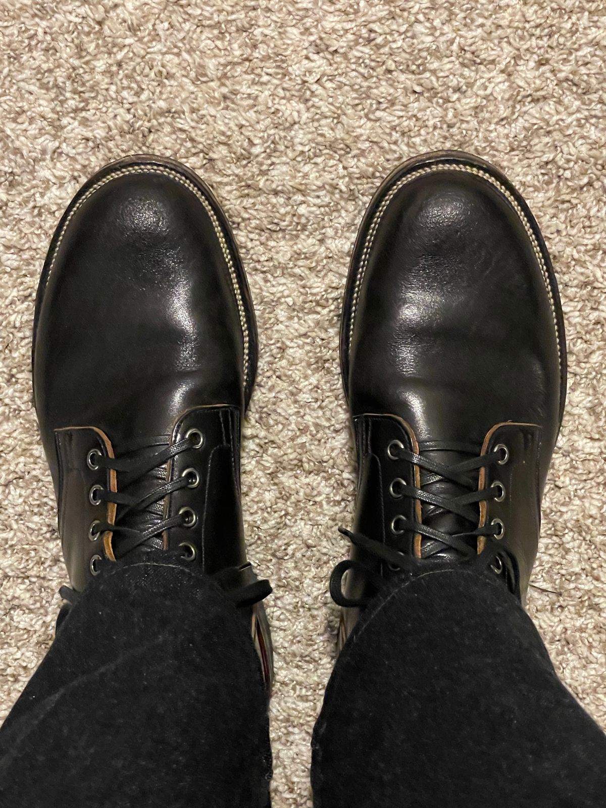 Photo by RemyTwotimes on September 5, 2023 of the Viberg Service Boot in Shinki Black Oiled Horsebutt.