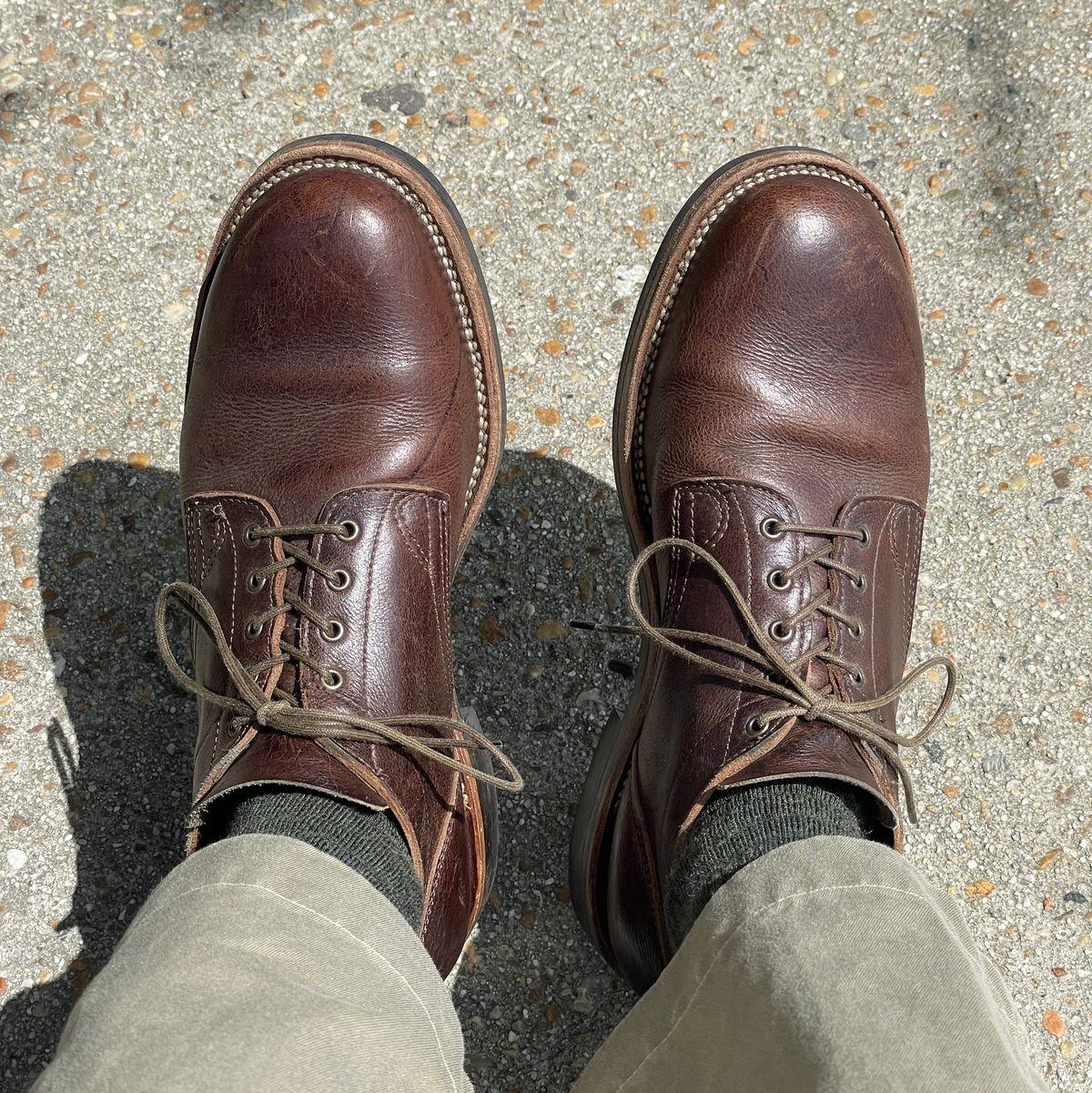Photo by RemyTwotimes on April 13, 2025 of the Viberg 145 Oxford in C.F. Stead Snuff Naked Kudu.