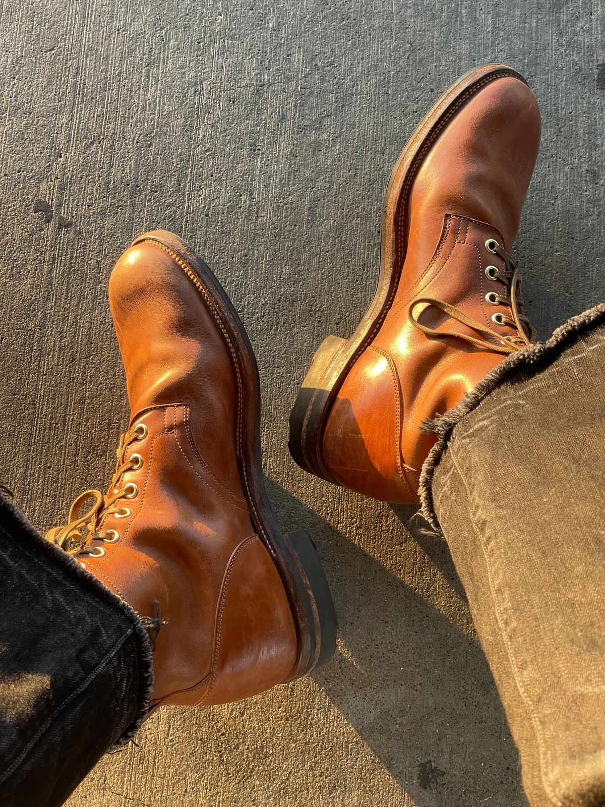 Photo by RemyTwotimes on October 8, 2025 of the Viberg Service Boot in Maryam Toscanello Horsebutt.
