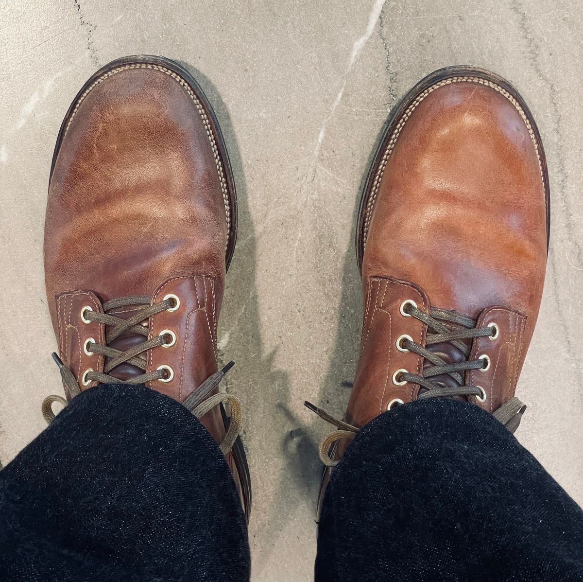 Photo by RemyTwotimes on May 8, 2026 of the Viberg Service Boot in Maryam Toscanello Horsebutt.