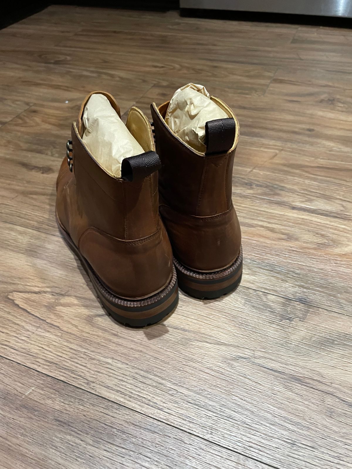 Photo by WalkingToMyWedding on November 1, 2023 of the Meermin Jumper Boot in Tobacco Waxy Shell Cordovan.