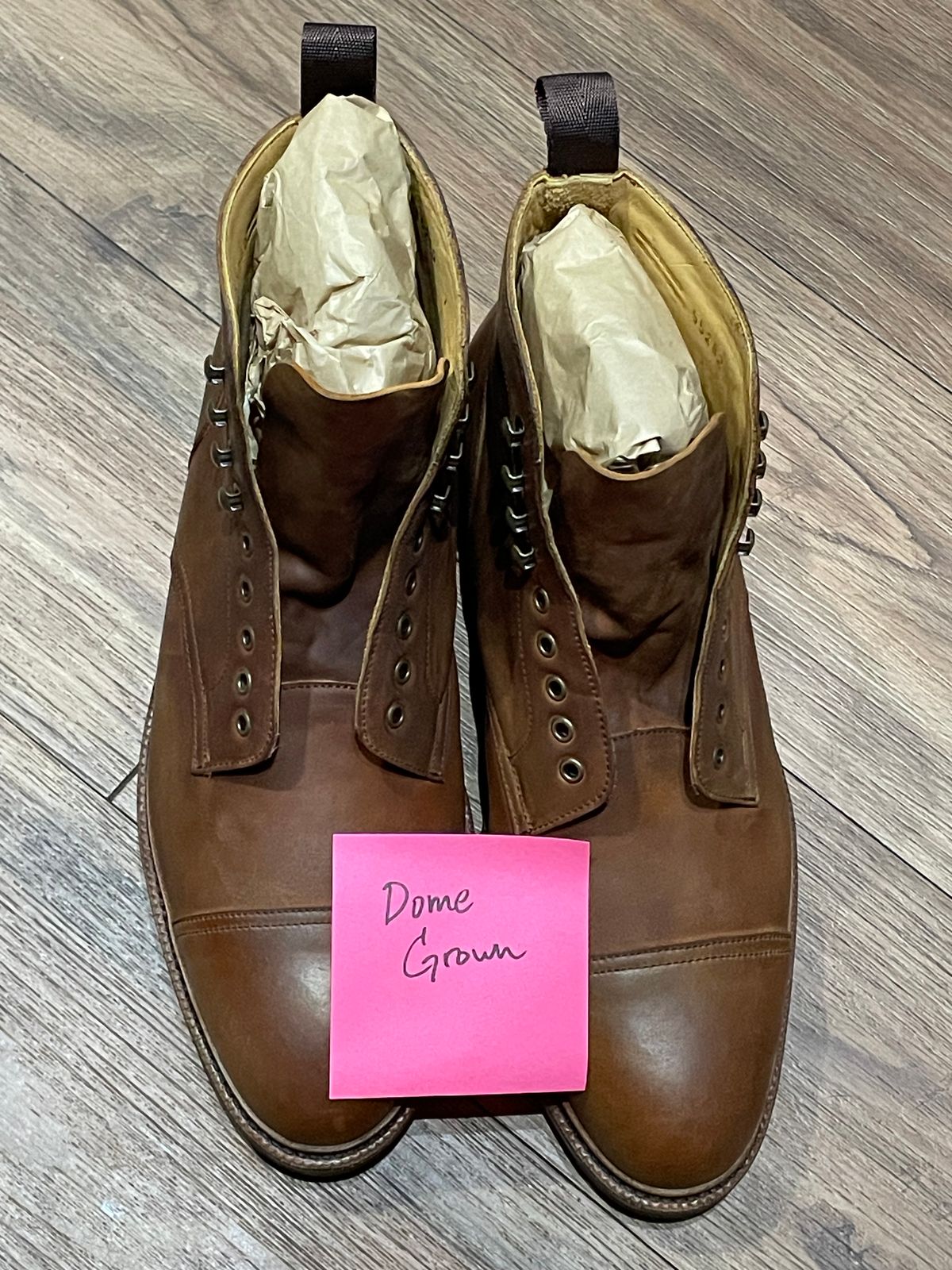 Photo by WalkingToMyWedding on November 1, 2023 of the Meermin Jumper Boot in Tobacco Waxy Shell Cordovan.