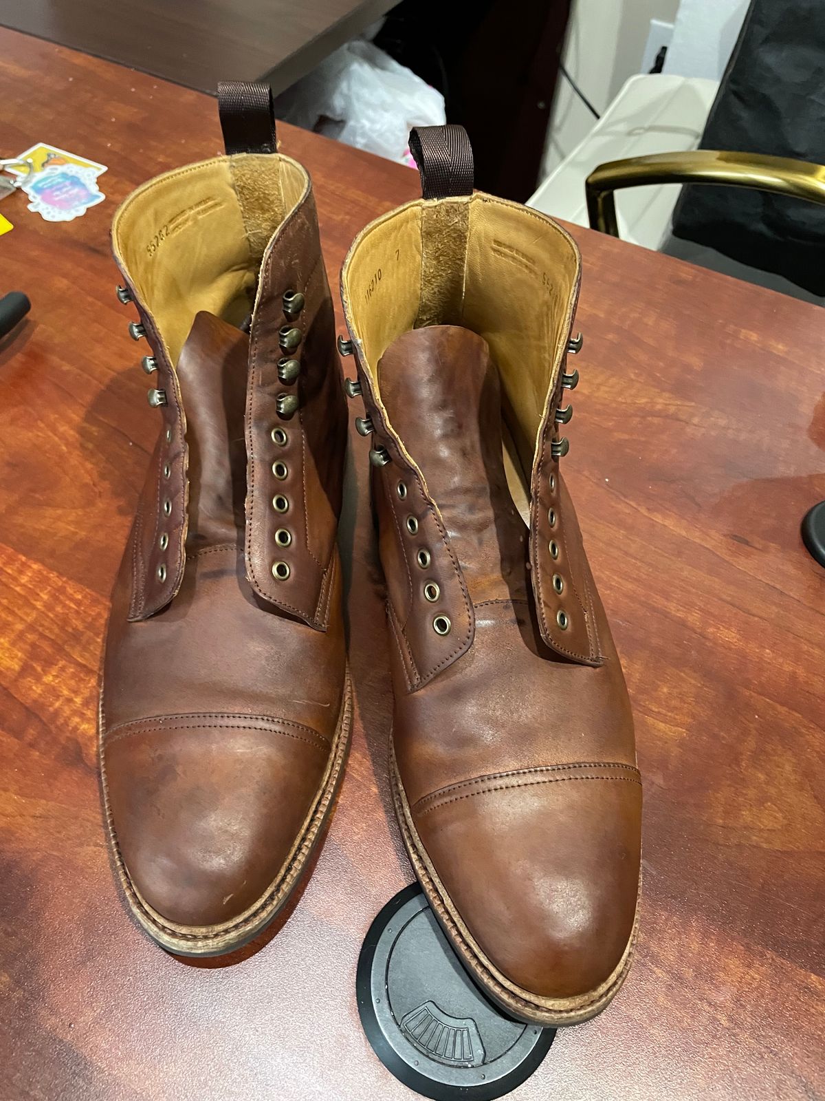 Photo by WalkingToMyWedding on December 1, 2023 of the Meermin Jumper Boot in Tobacco Waxy Shell Cordovan.